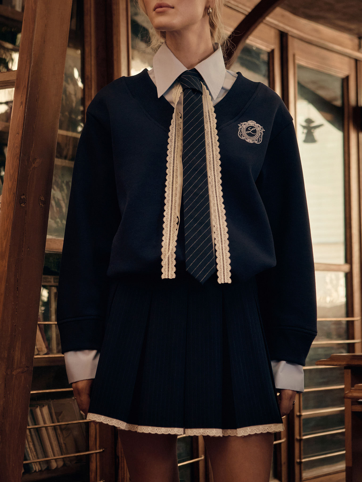 Fine striped tie