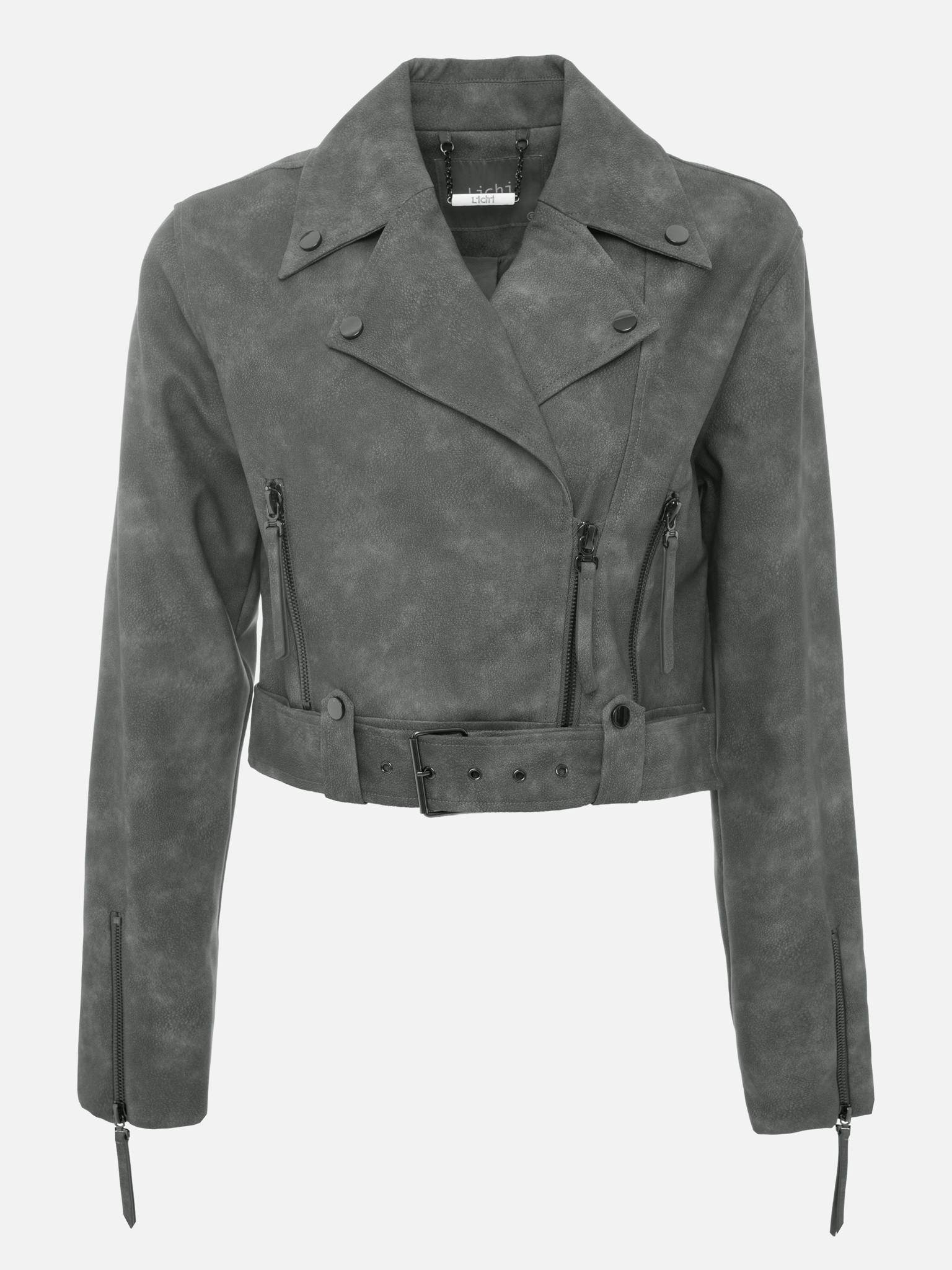 Cropped eco-leather jacket
