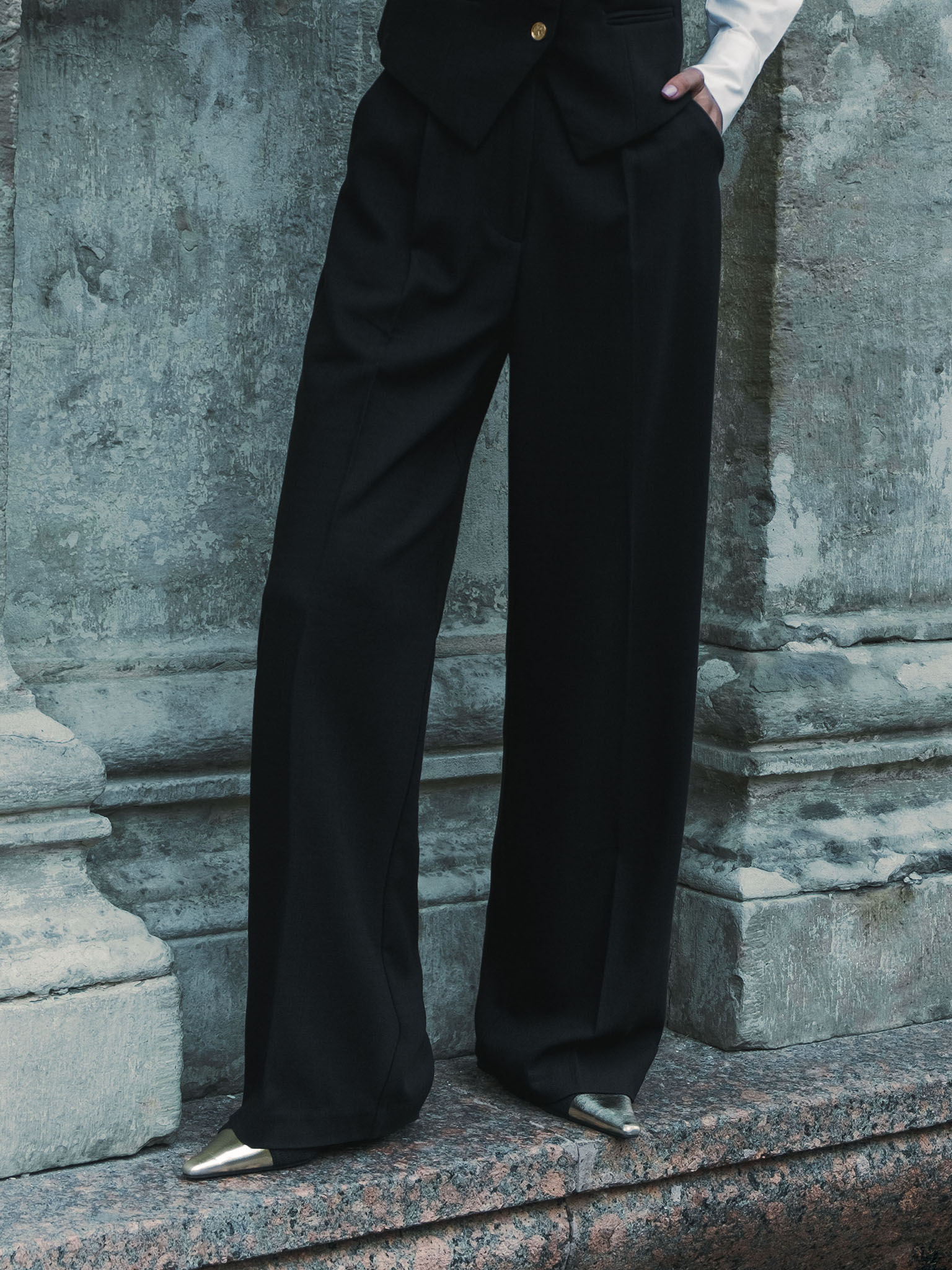 Textured palazzo trousers