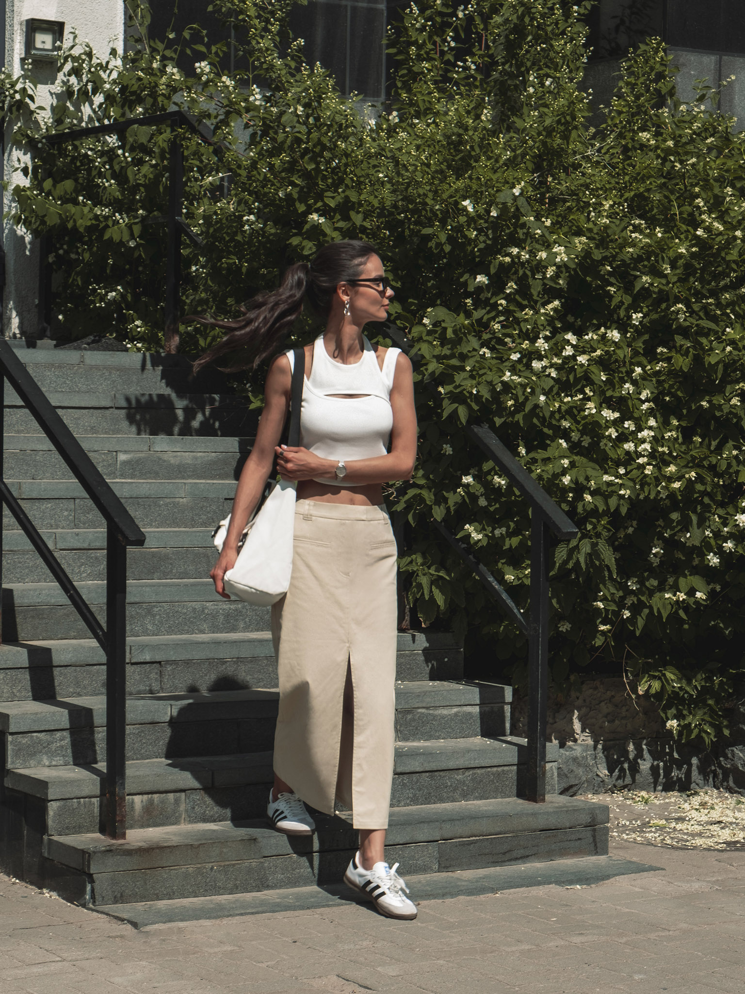 Straight maxi skirt in suiting fabric