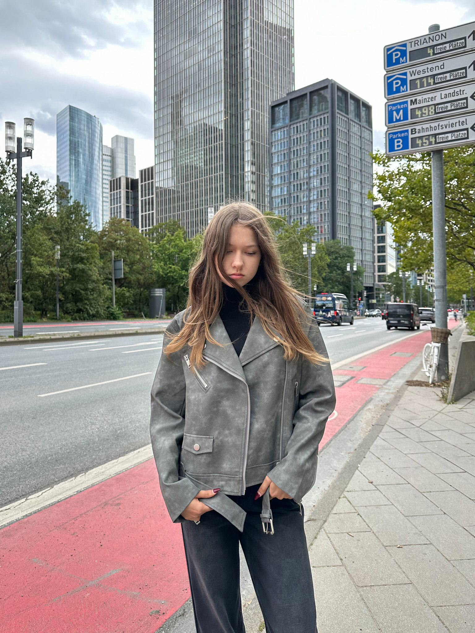 Oversize jacket from textured eco-leather