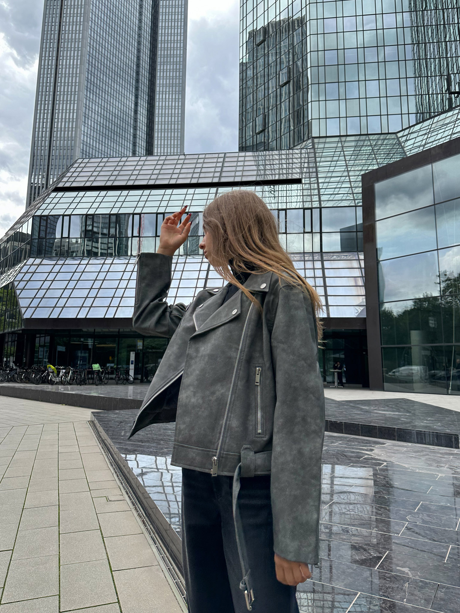 Oversize jacket from textured eco-leather