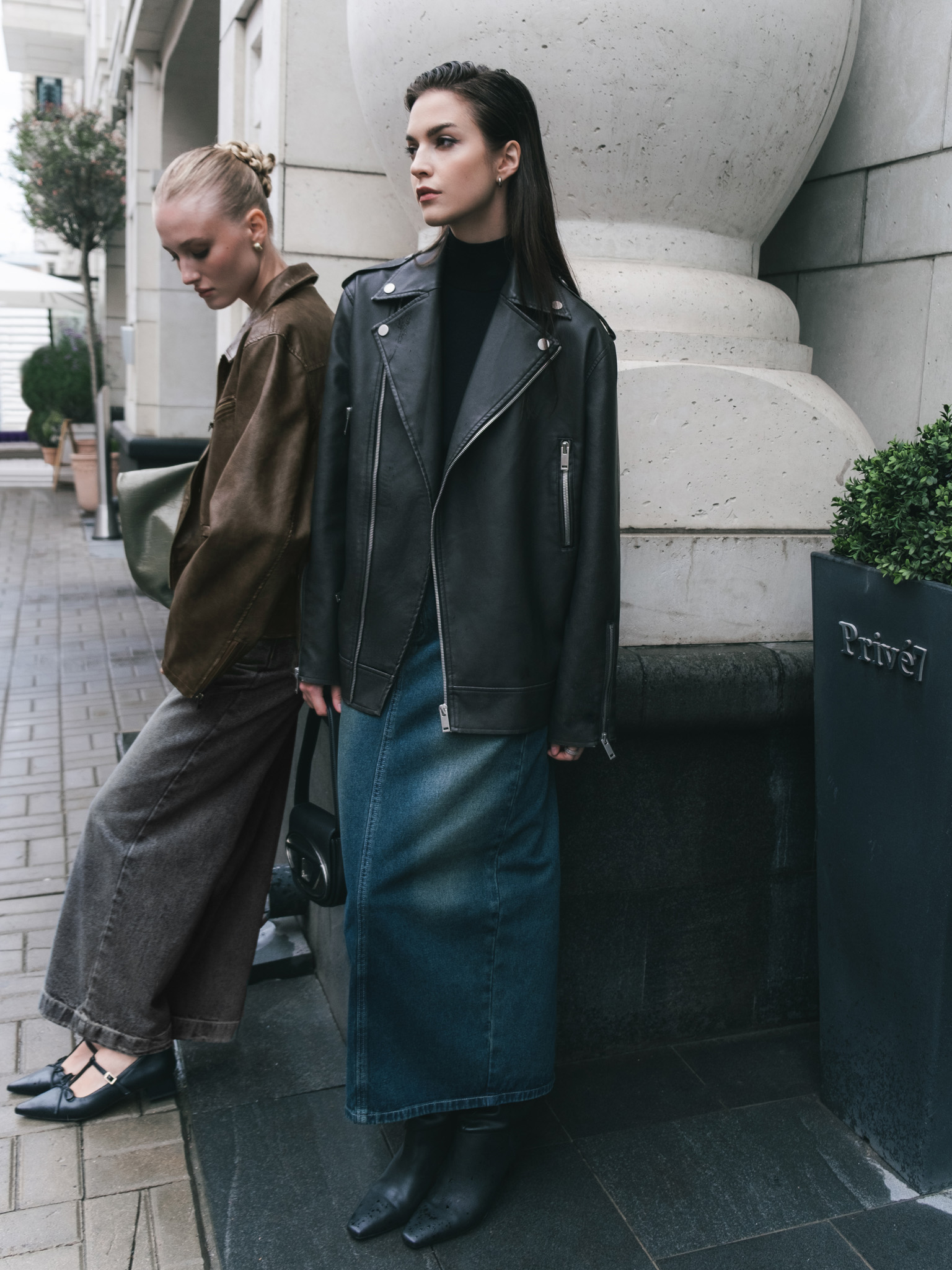 Oversized vegan-leather biker jacket