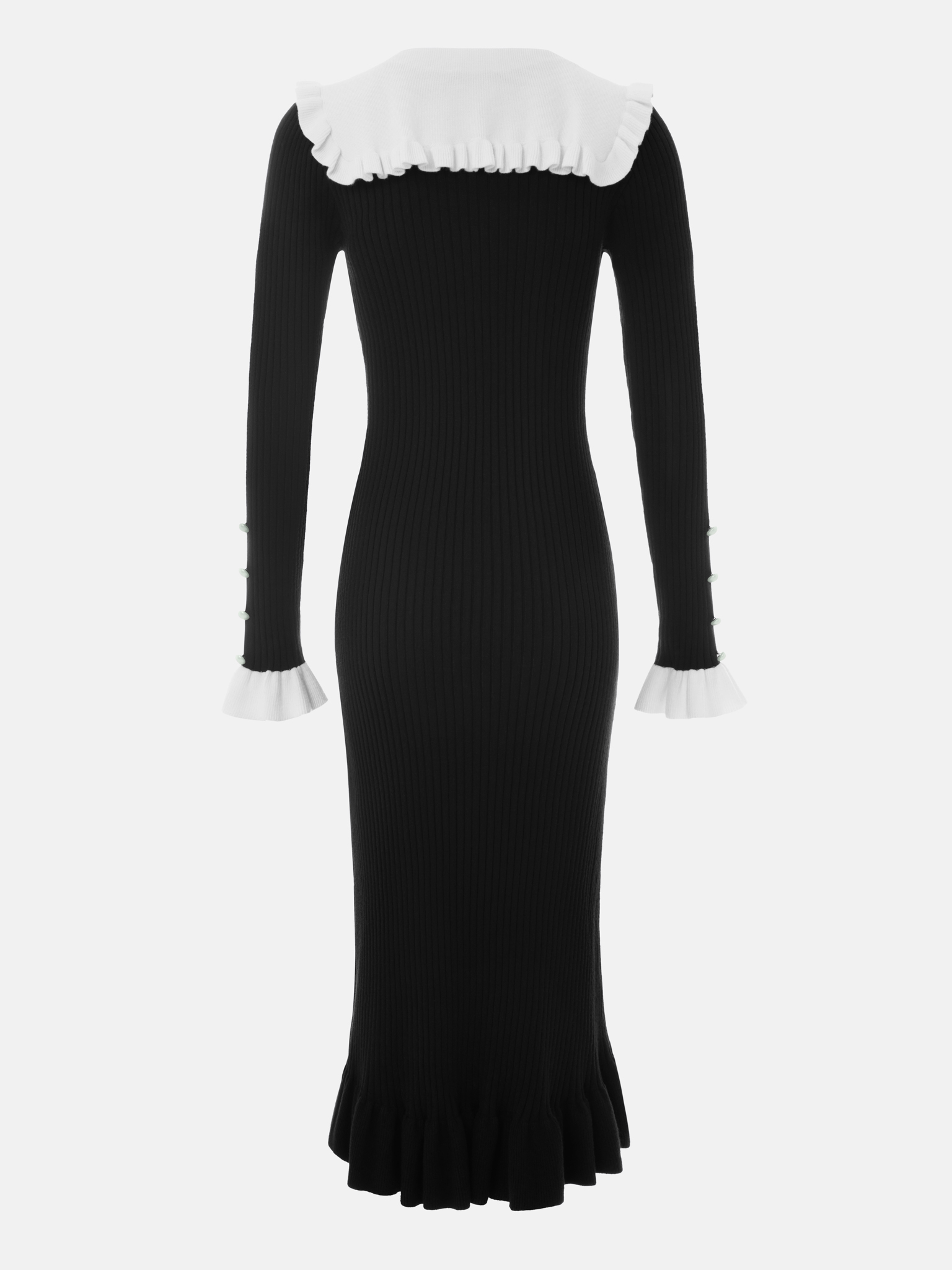 Knitted midi dress with small ruffles