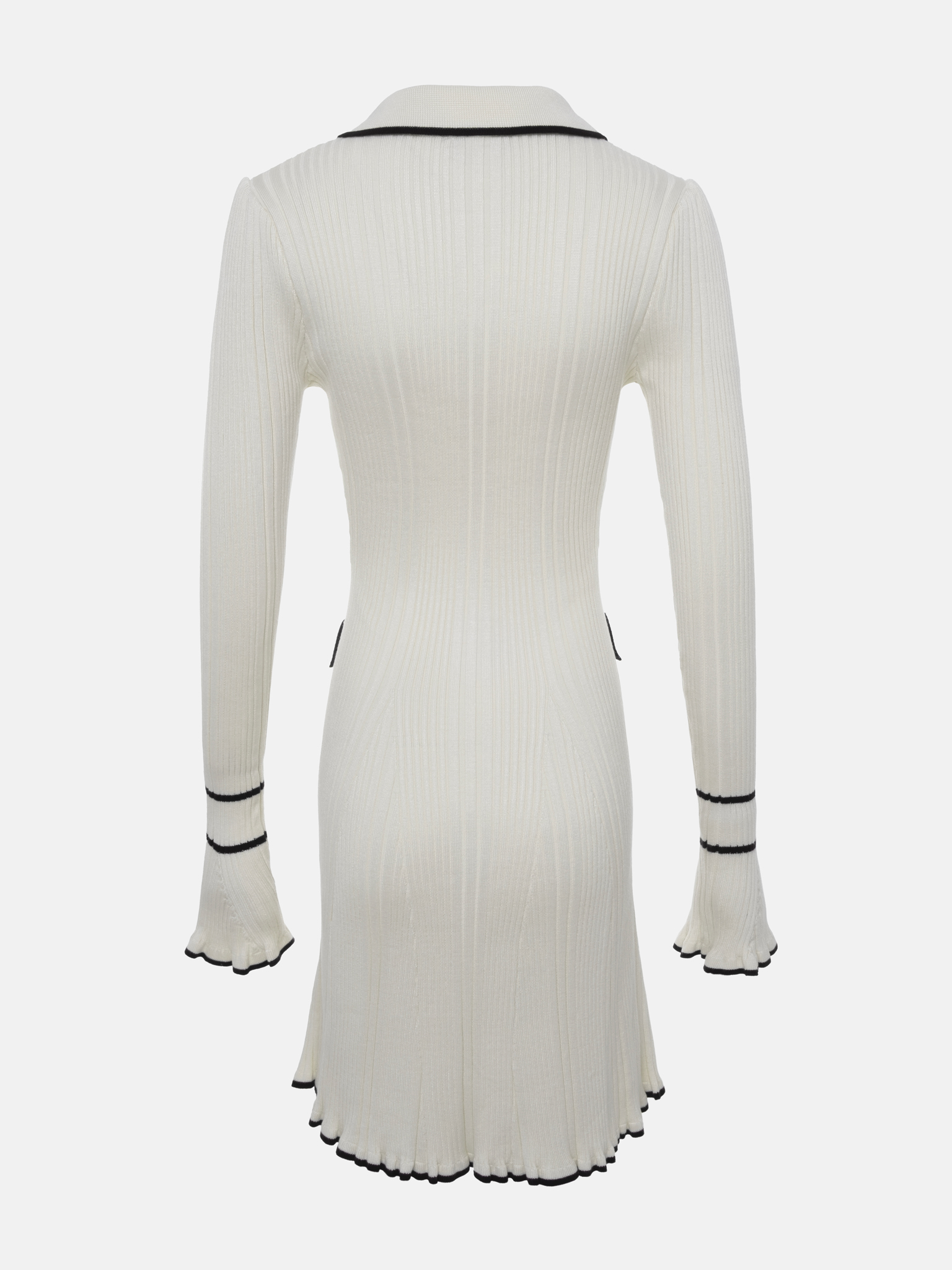 Платье длины мини из трикотажа в рубчик