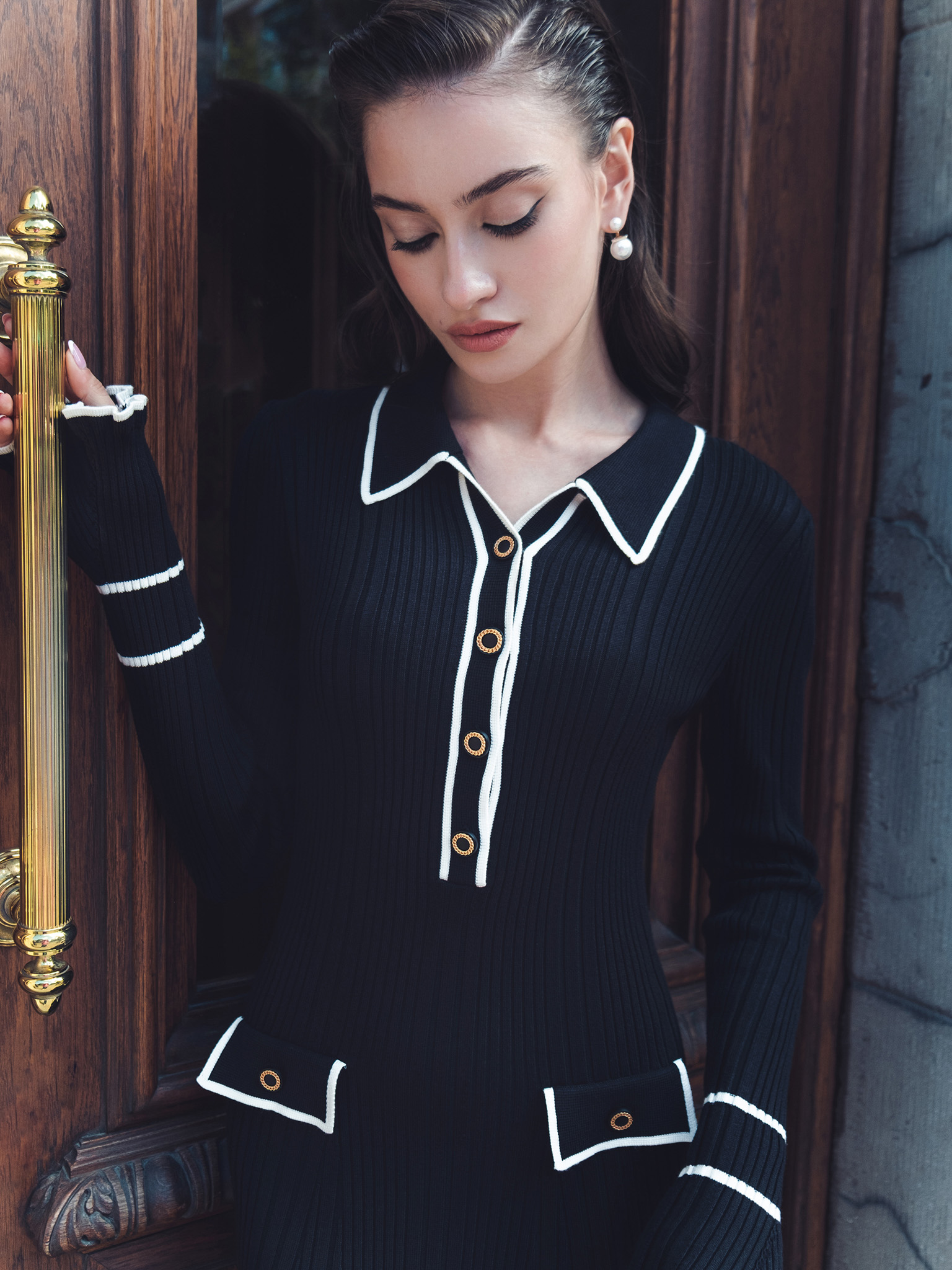 Fitted rib-knit maxi dress