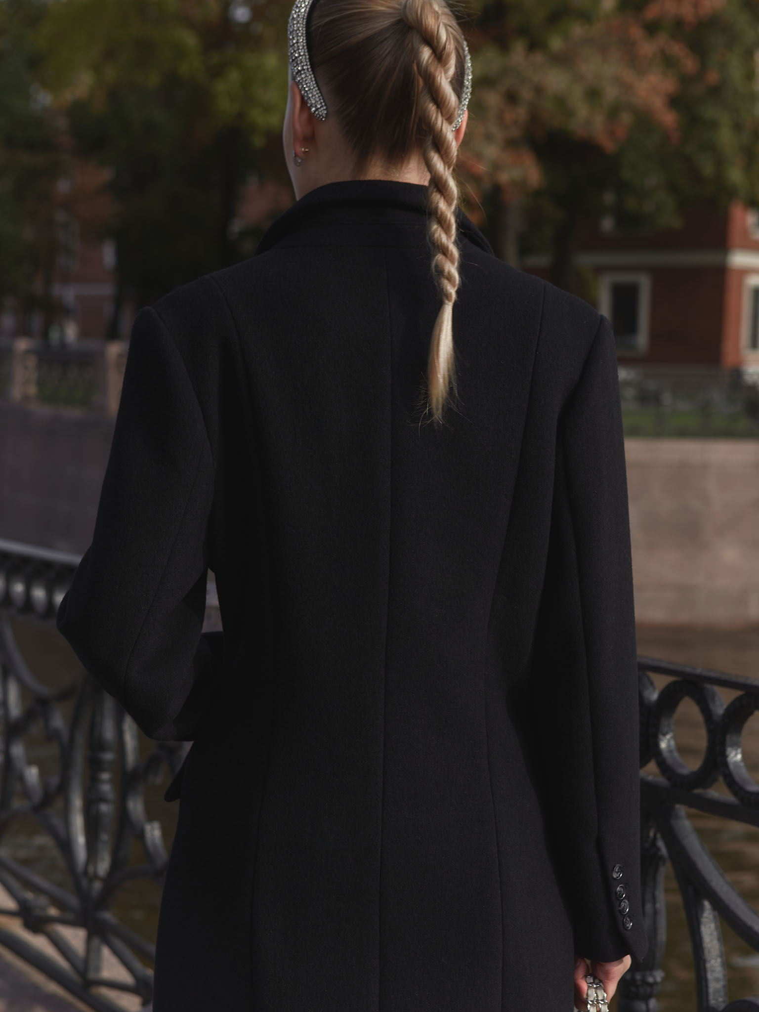 Fitted monochrome maxi coat