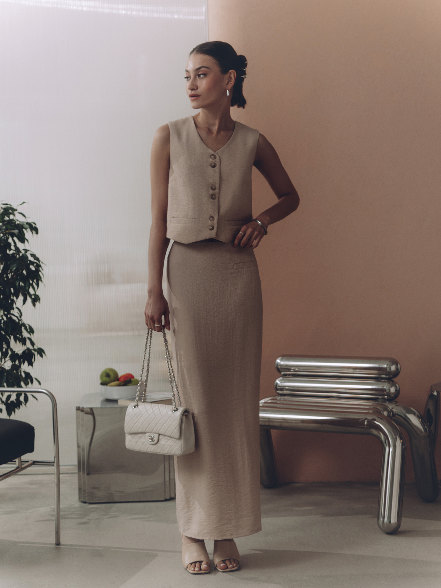 Cropped suiting waistcoat