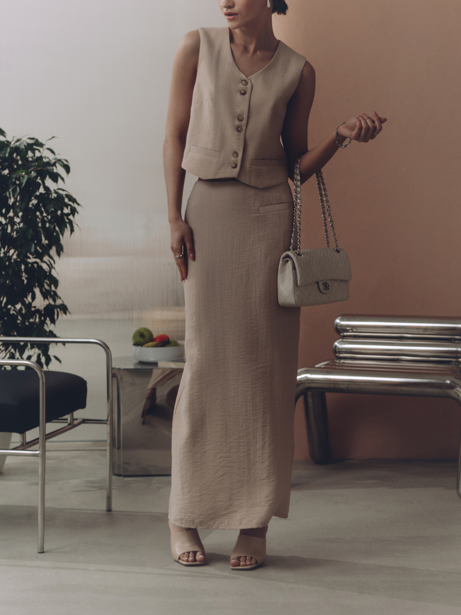 Cropped suiting waistcoat