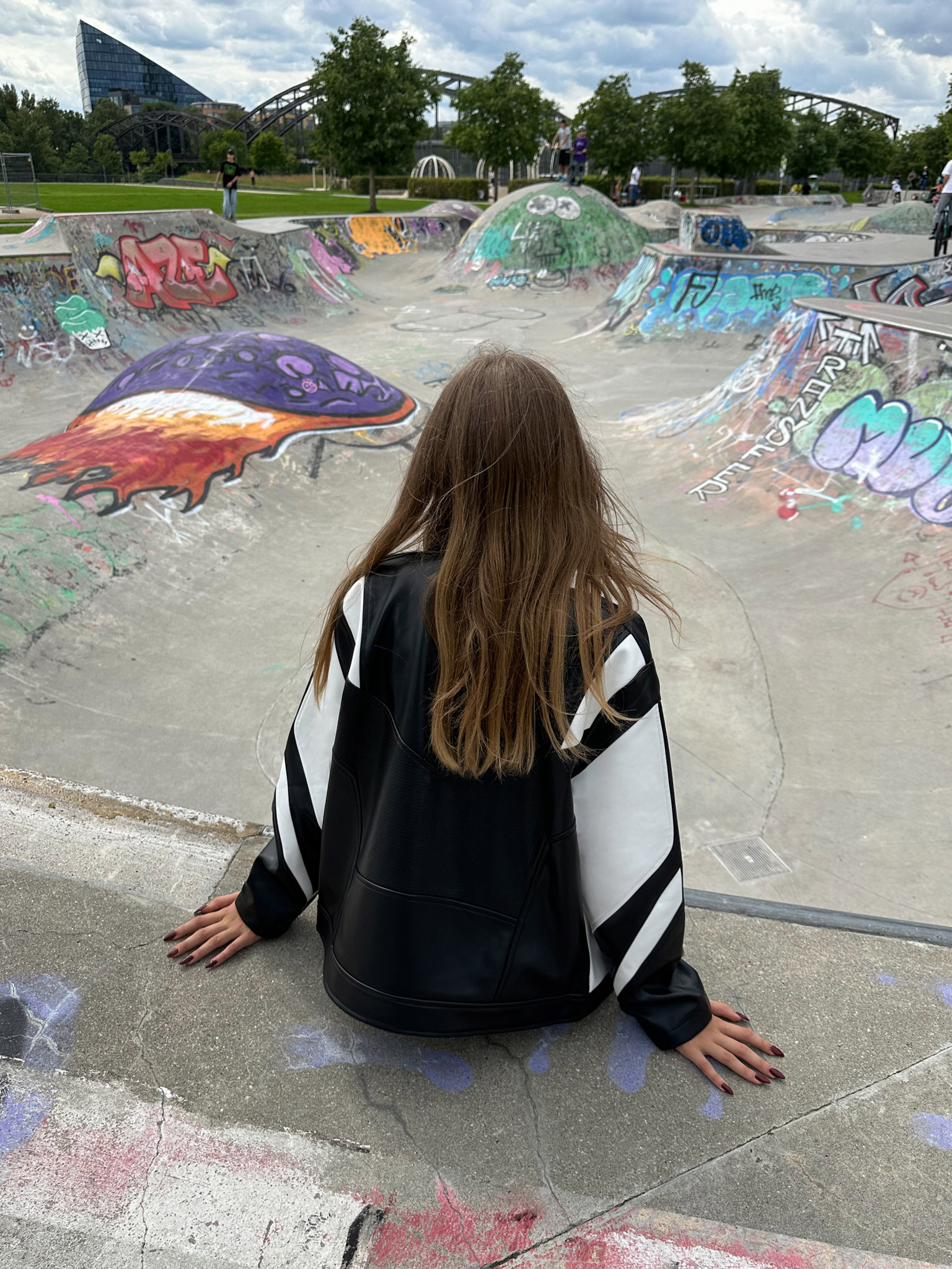 Bikerjacke aus Eco-Leder in Übergröße