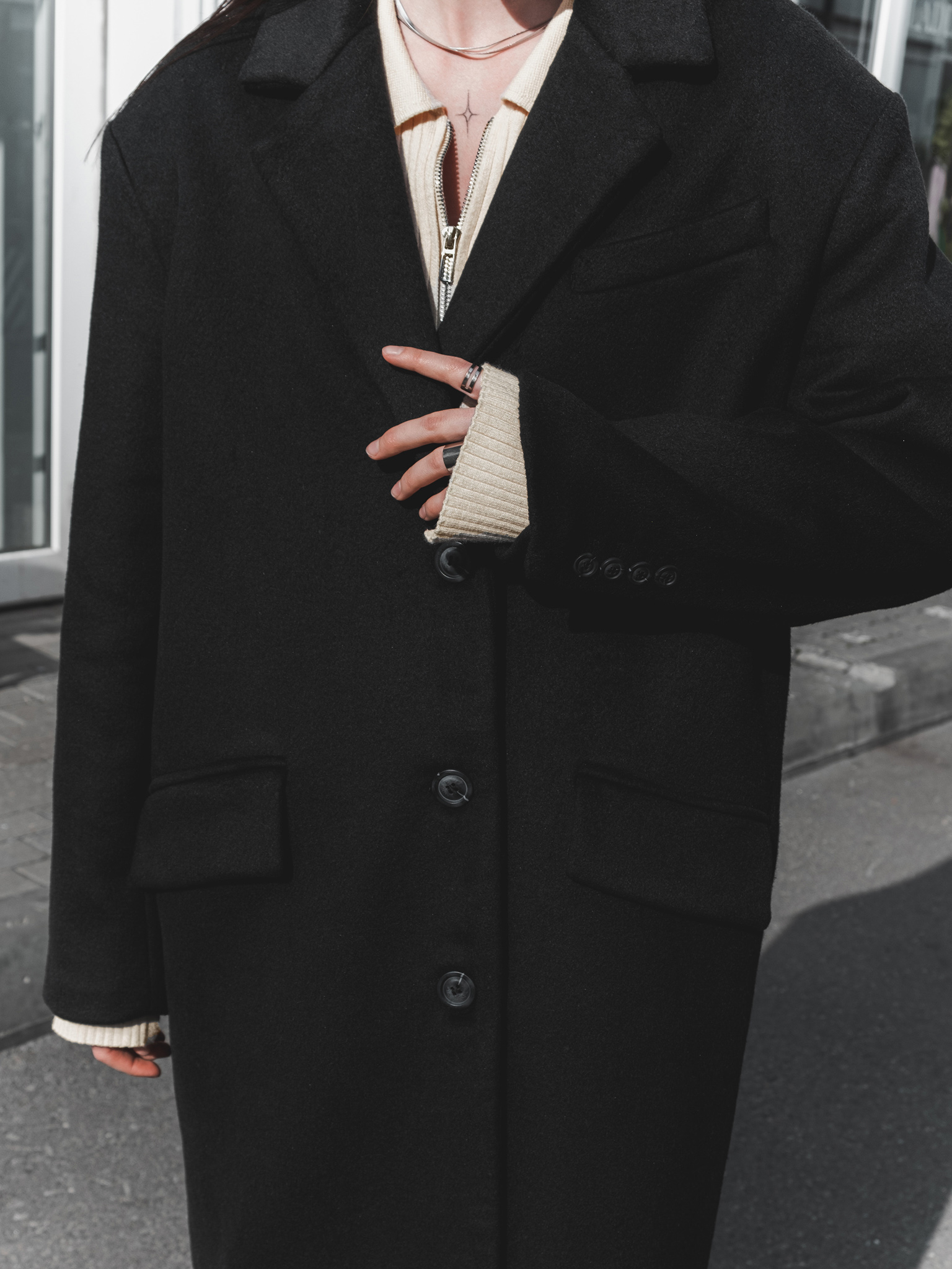 Oversize wool-blend maxi coat