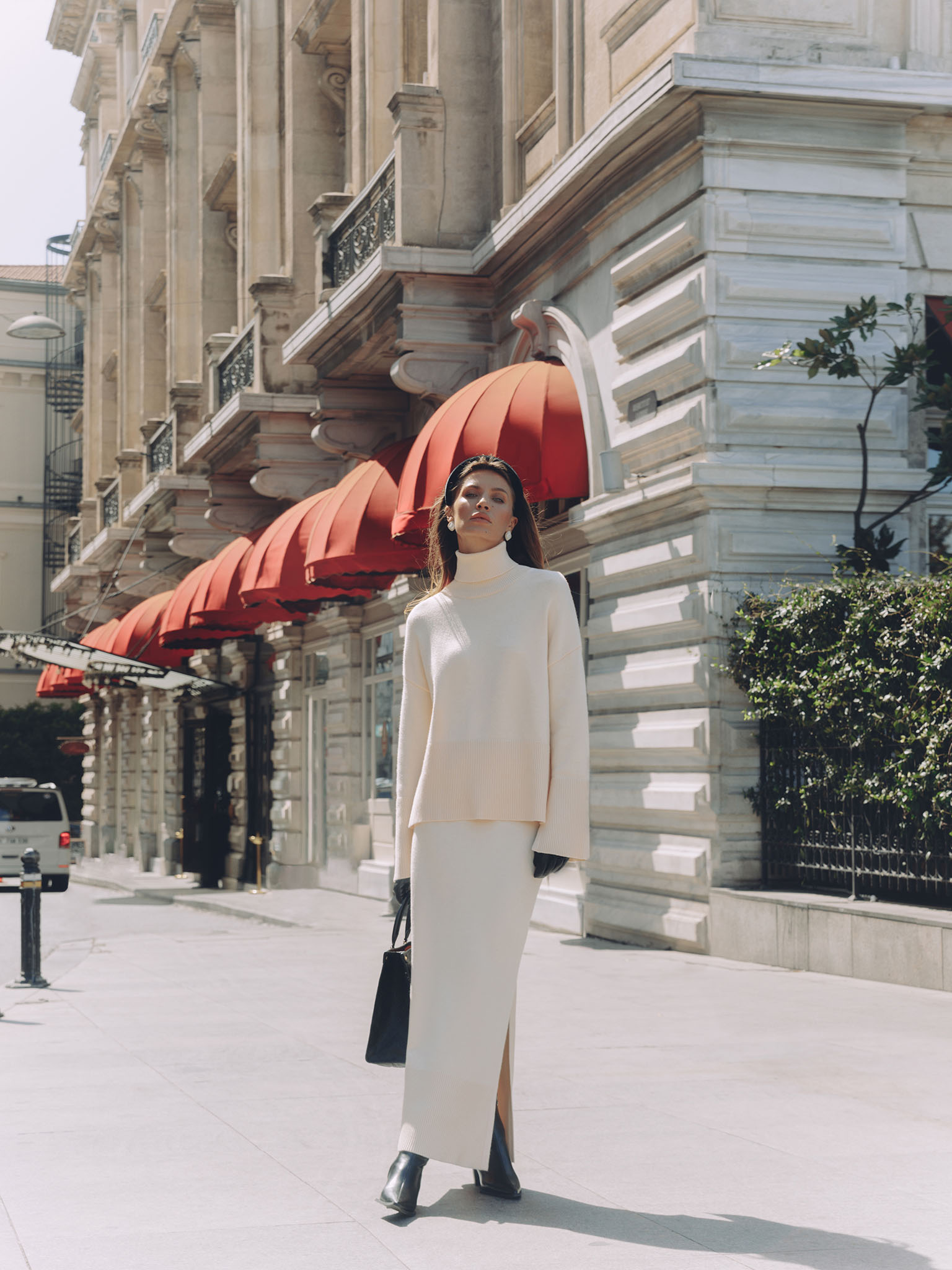 Jersey maxi skirt with ribbed details