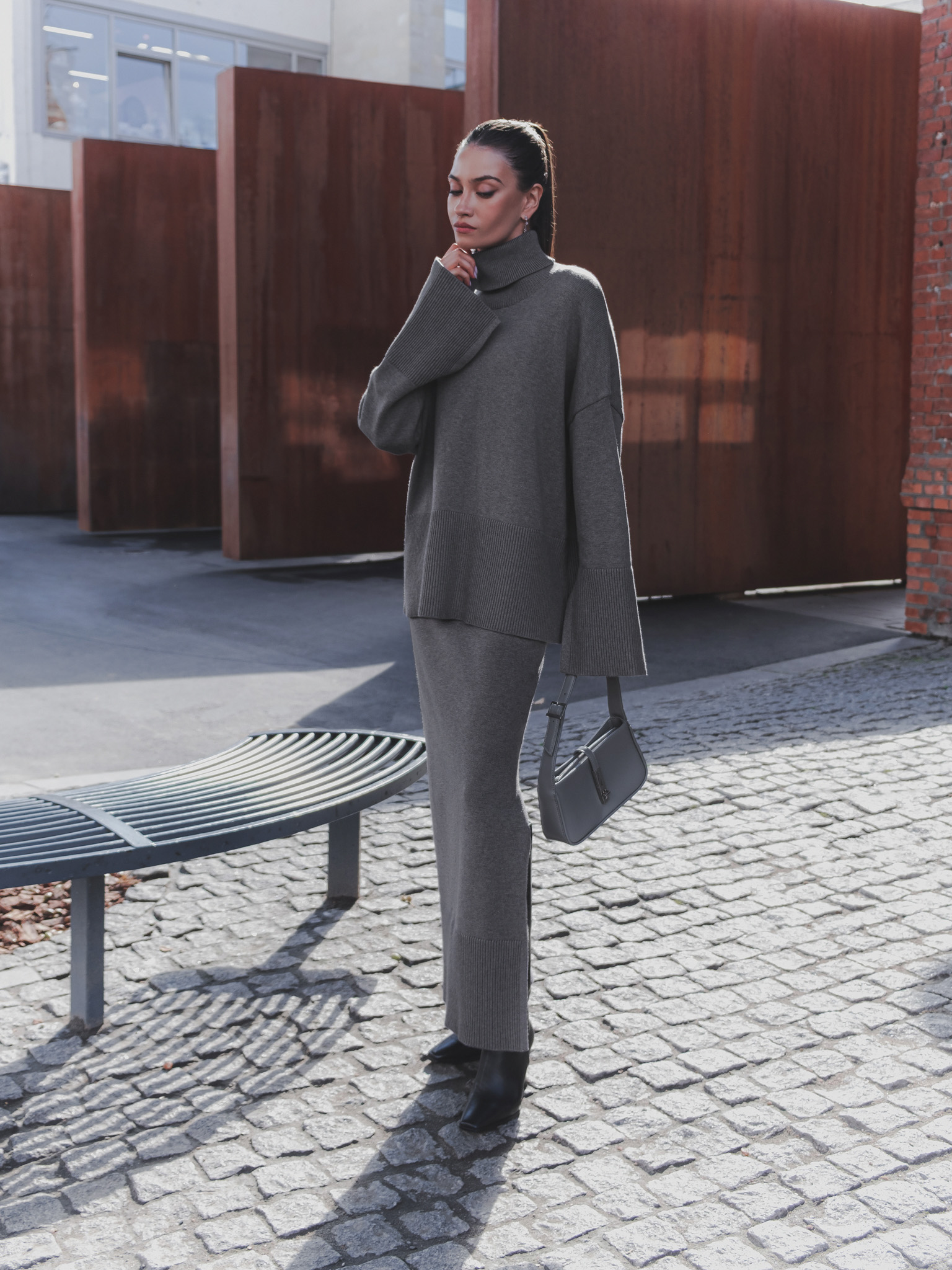 Jersey-Pullover in Übergröße mit gerippten Details