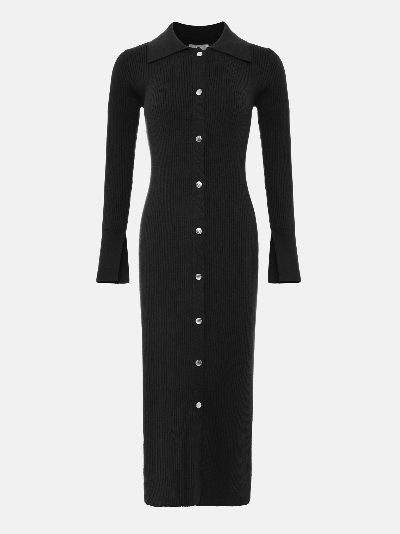 Midi dress from ribbed jersey with snap button