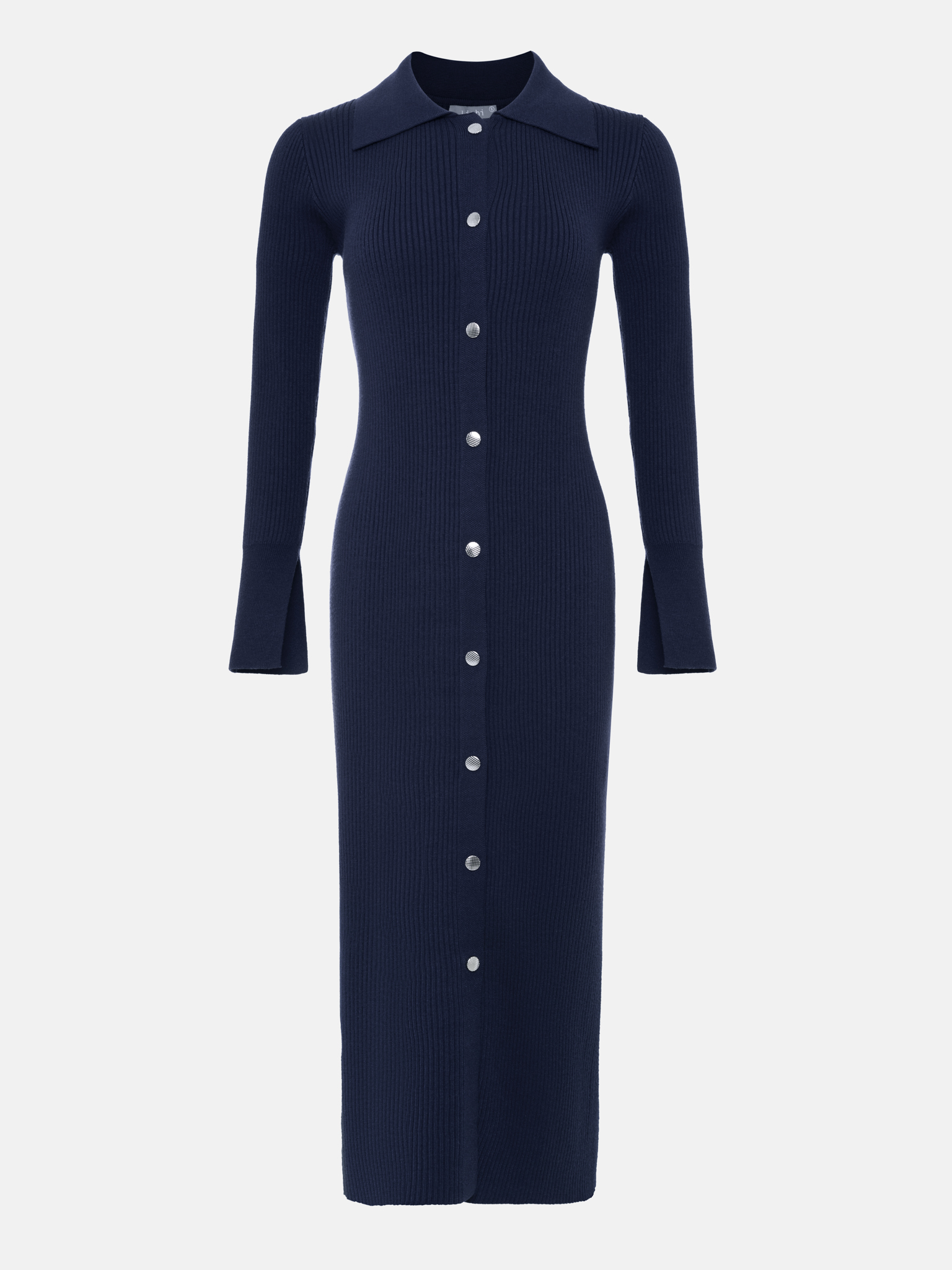 Midi dress from ribbed jersey with snap button
