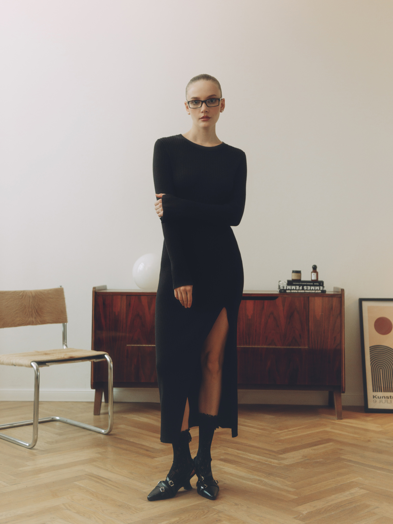 Ribbed jersey midi dress