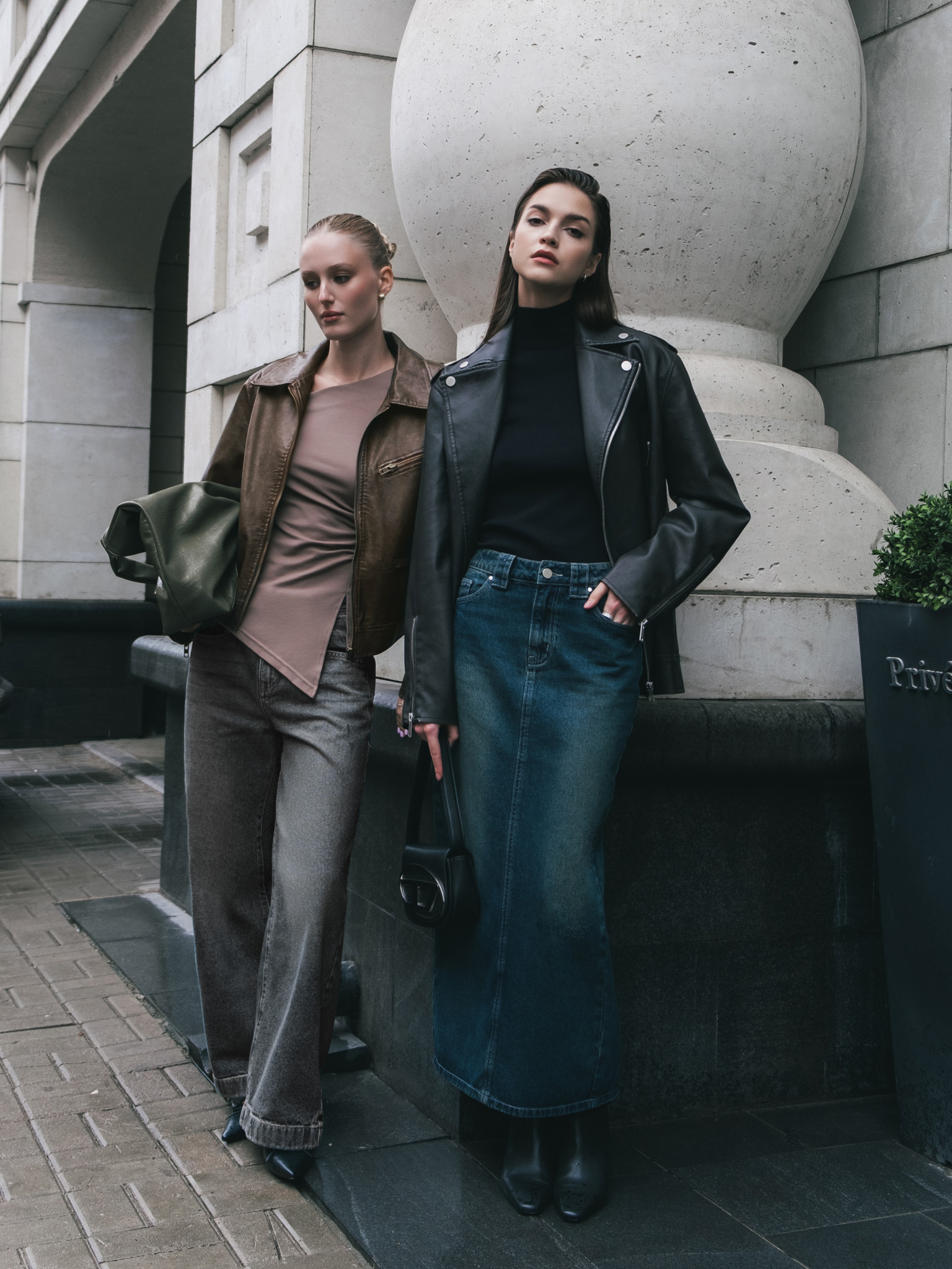 Distressed denim maxi skirt