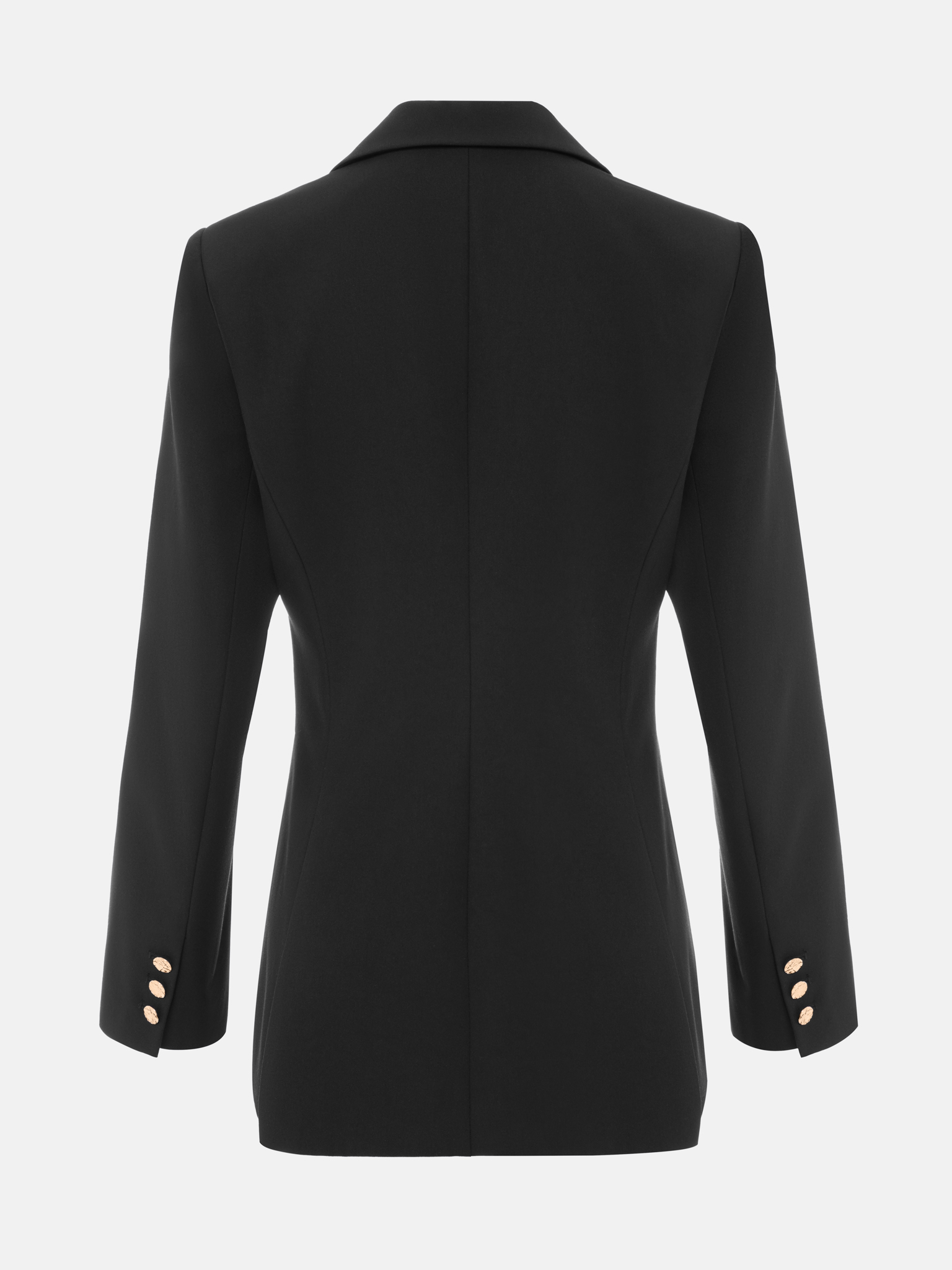 Fitted jacket with a brooch and contrasting buttons