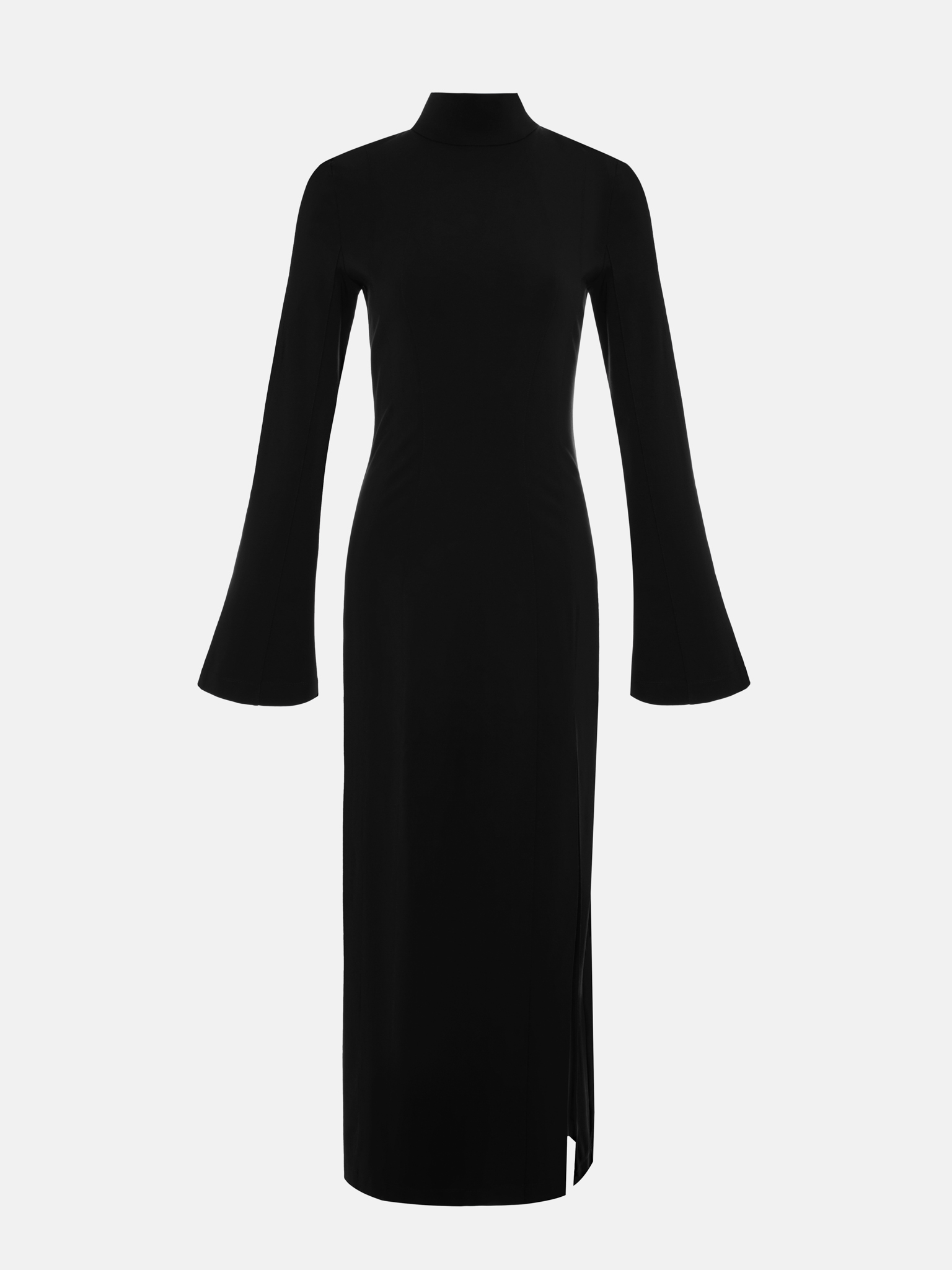 Jersey maxi dress with a stand-up collar