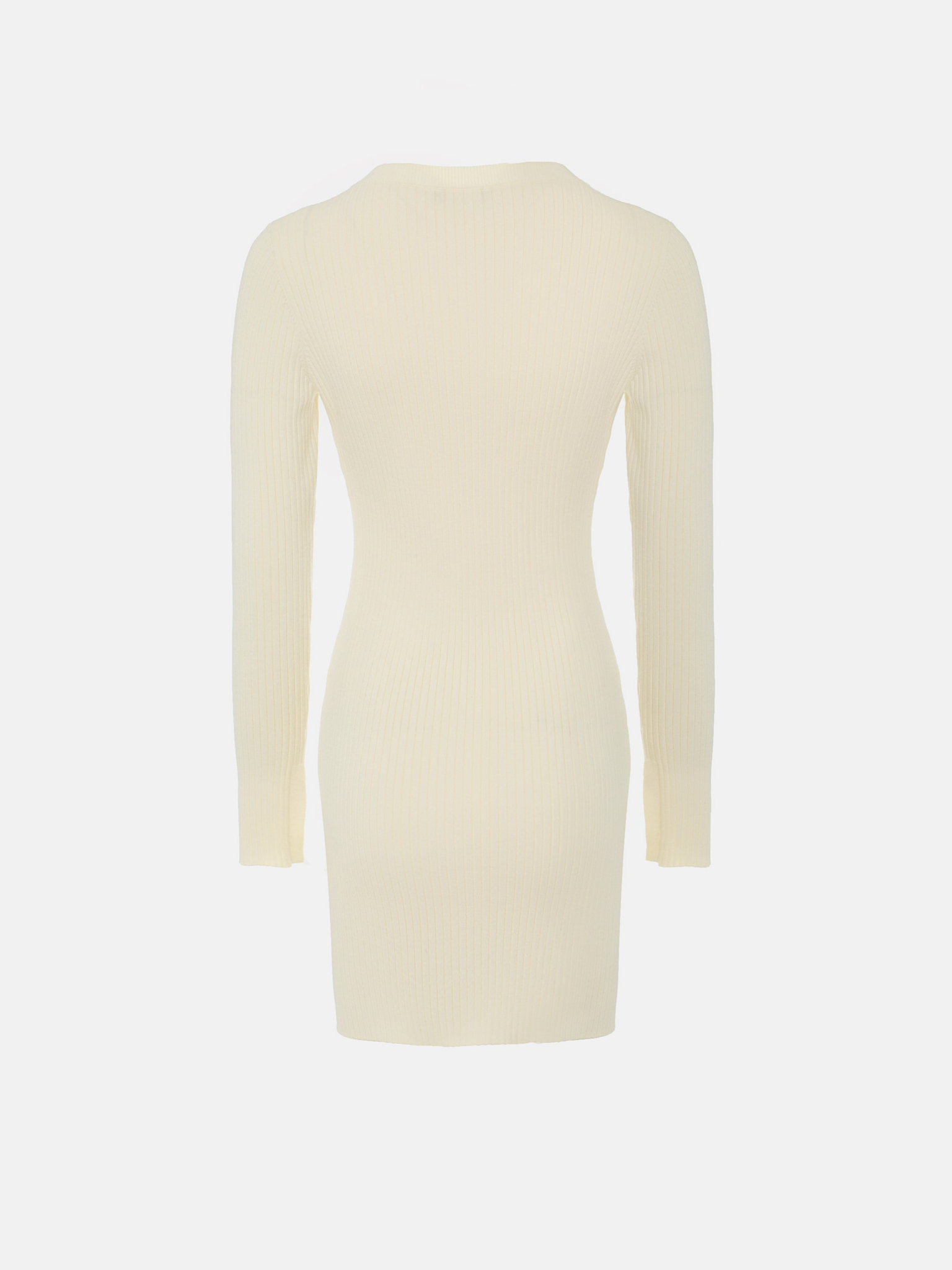 Mini ribbed dress with slits at cuffs and skirt