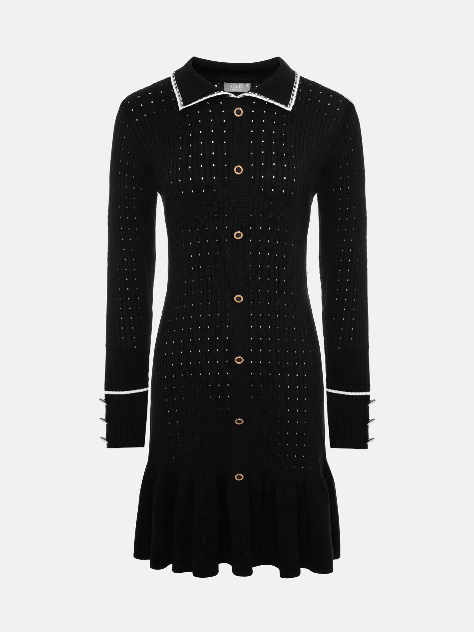 Tailliertes Minikleid aus strukturiertem Jersey mit Volant am Rock