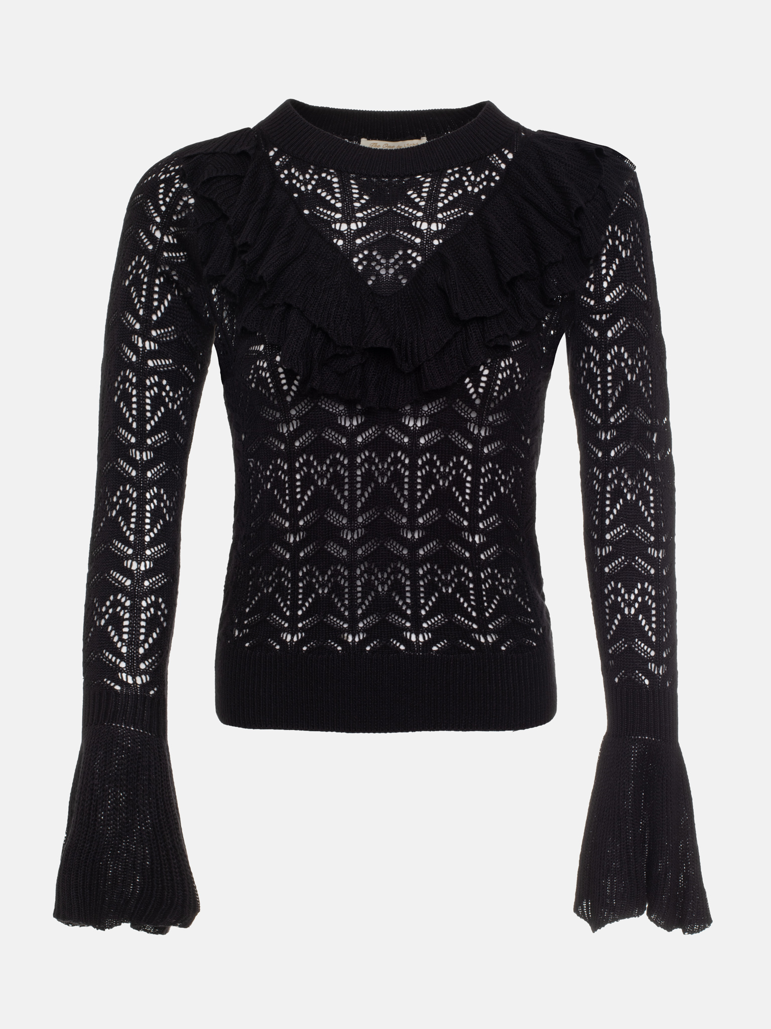 Fitted openwork top with voluminous flounce