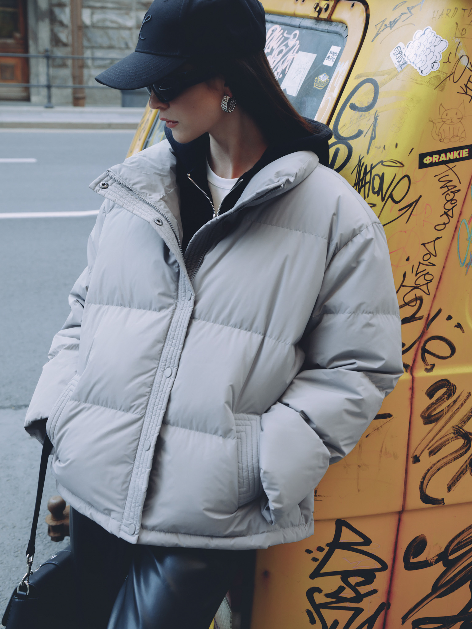 Quilted loose fit down jacket