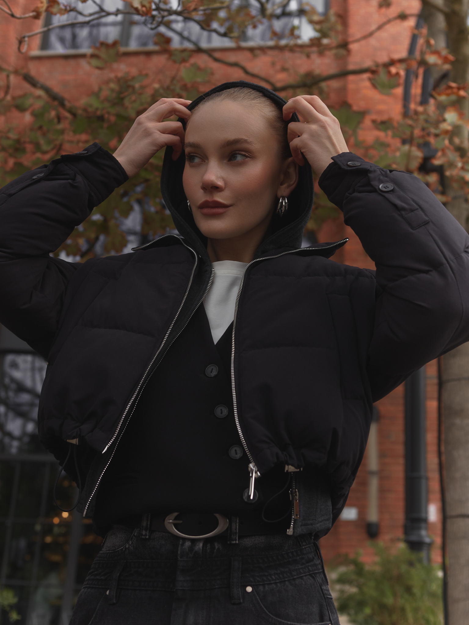 Cropped padded jacket