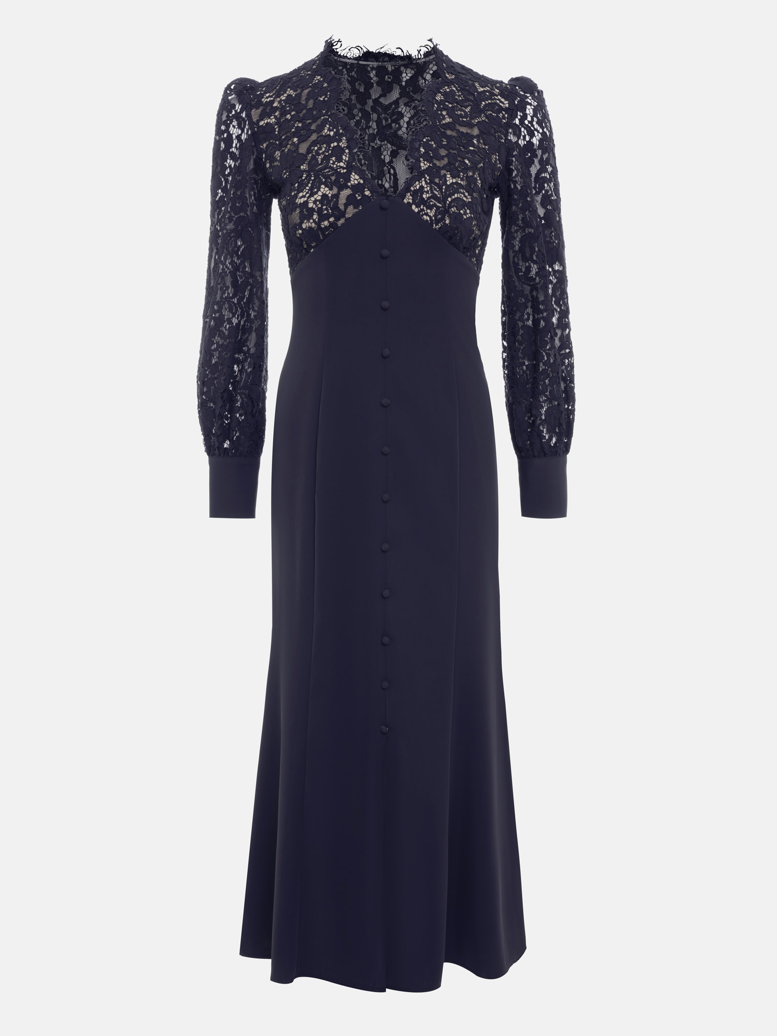 Fitted midi dress with openwork bodice