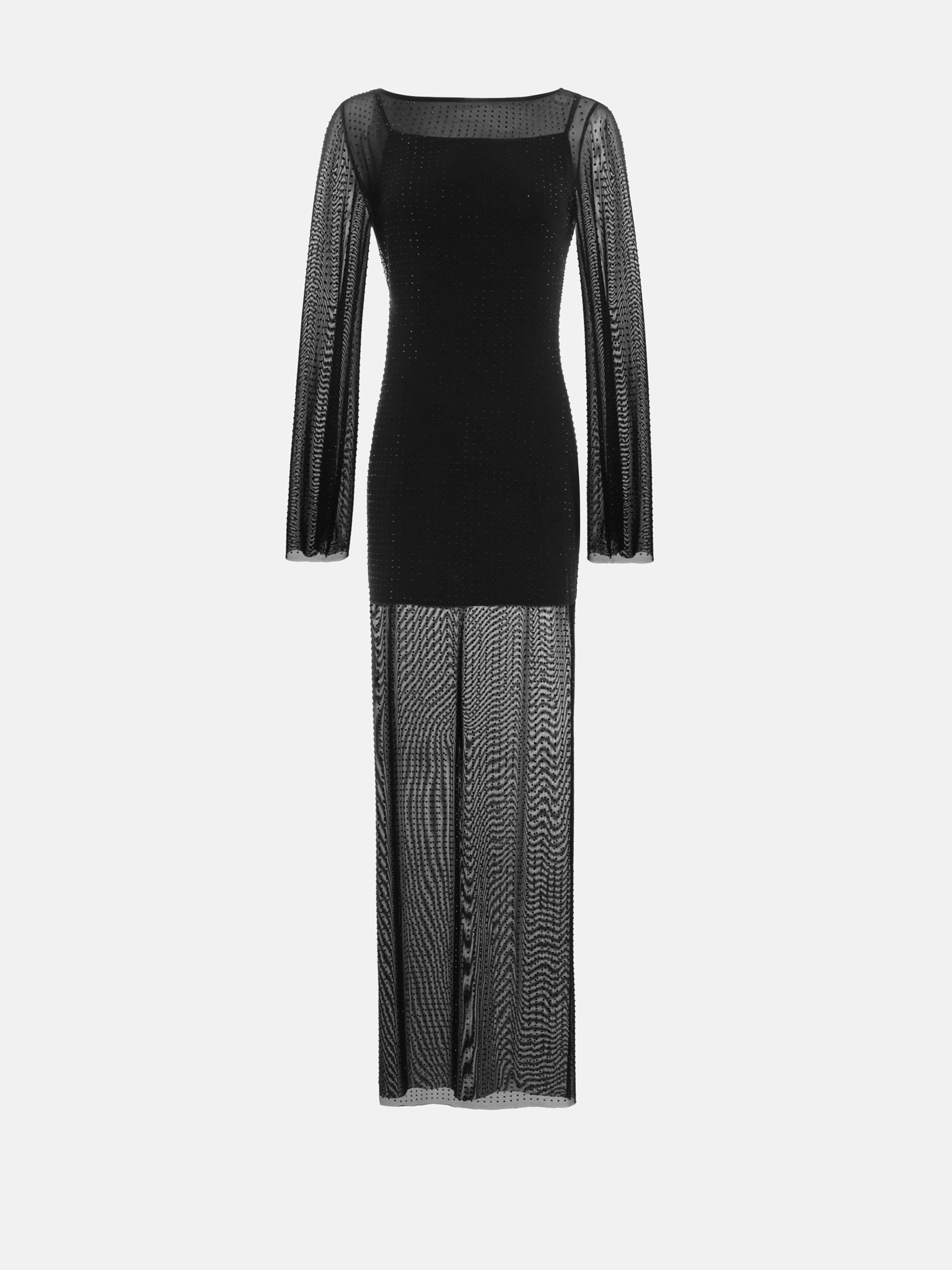 Halbtransparentes, mit Strasssteinen besetztes Maxikleid