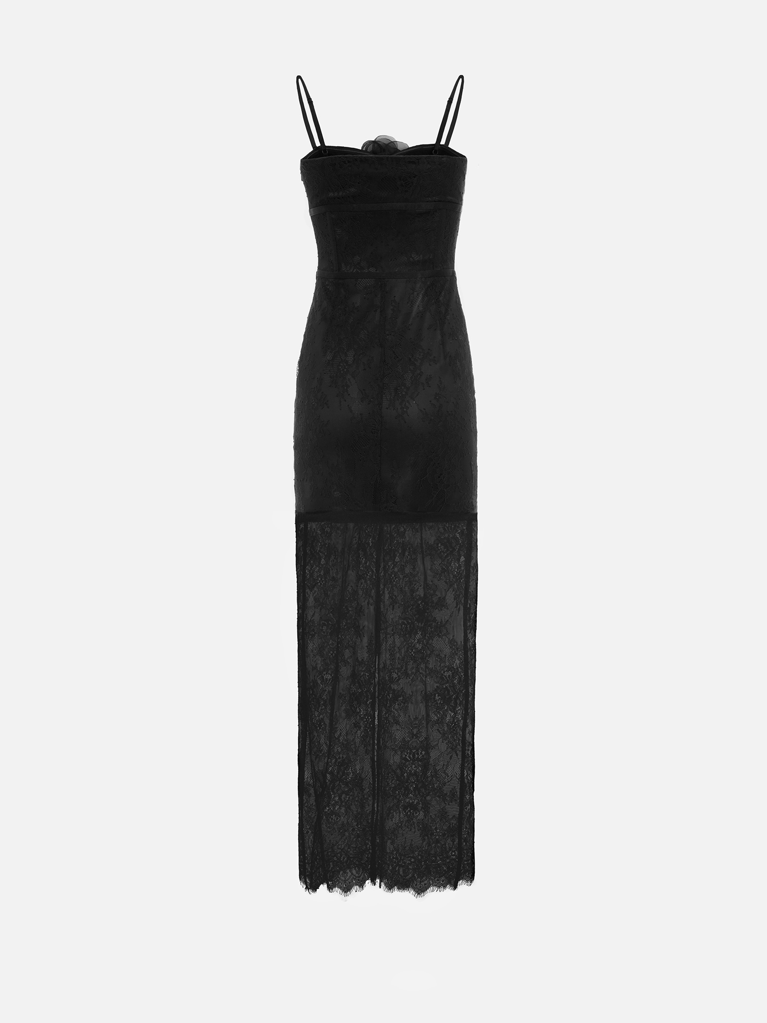 Lace maxi dress with a bow on the bodice