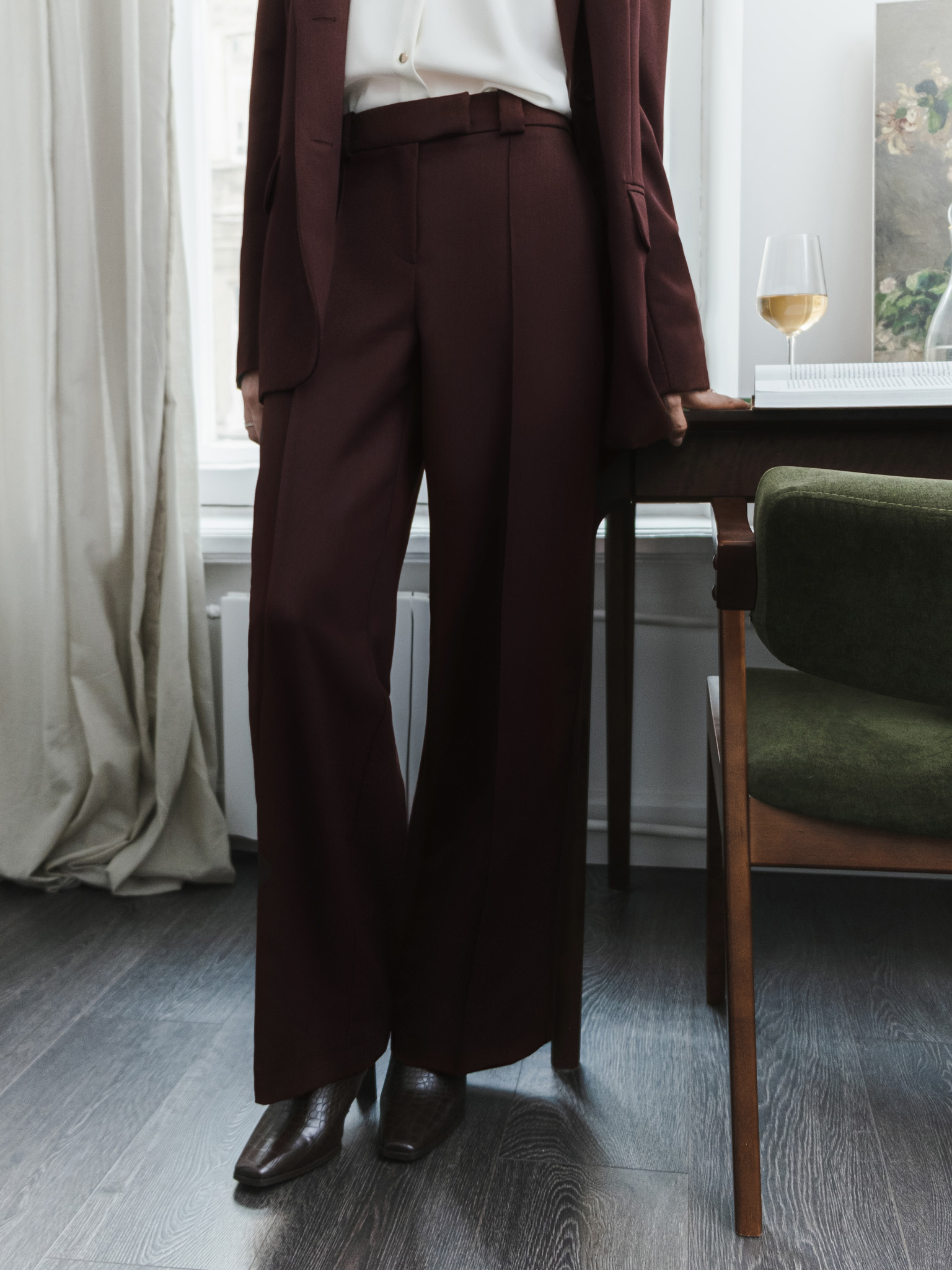 Wide waistband suiting trousers
