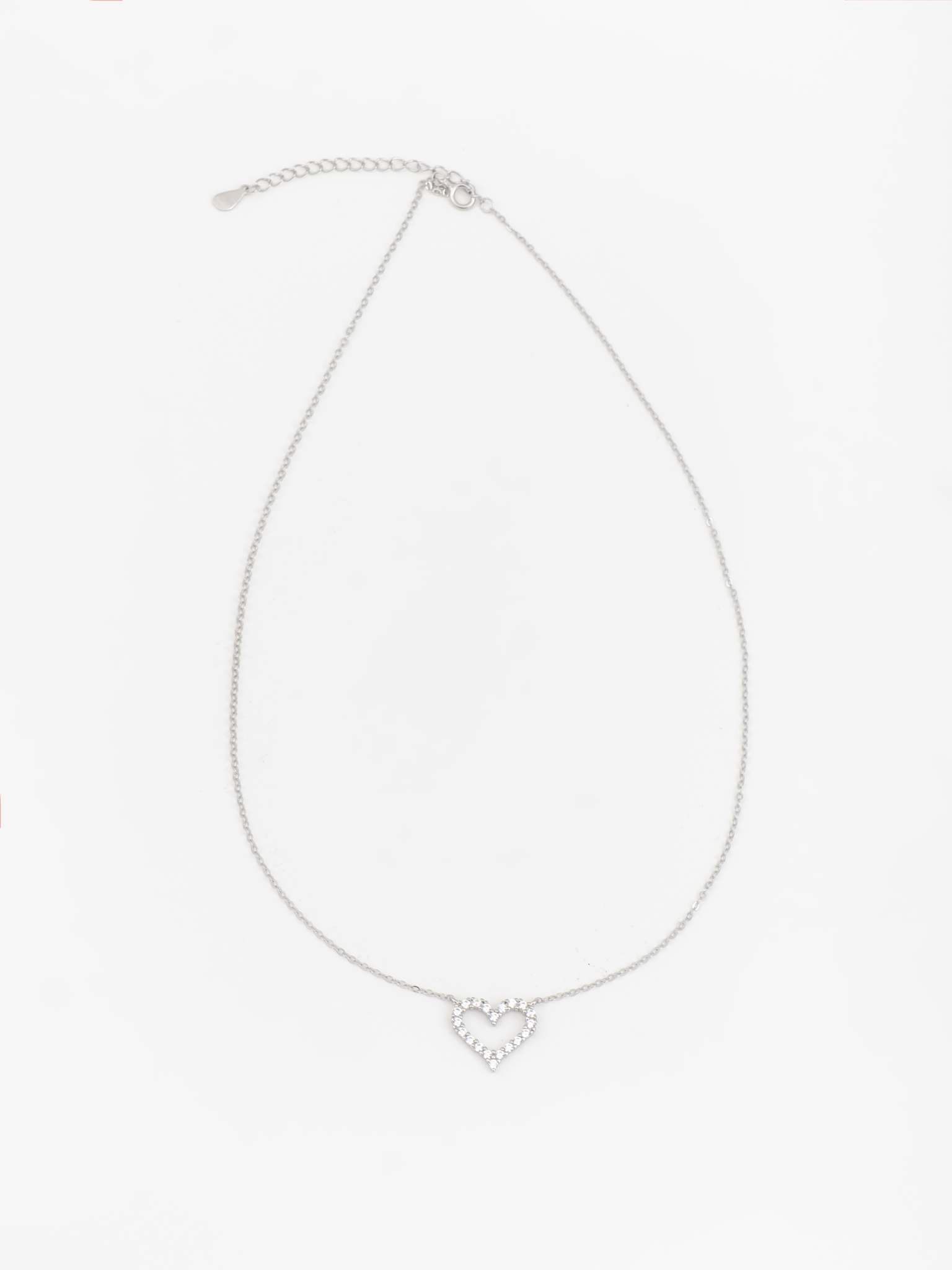 Thin chain with rhinestone heart