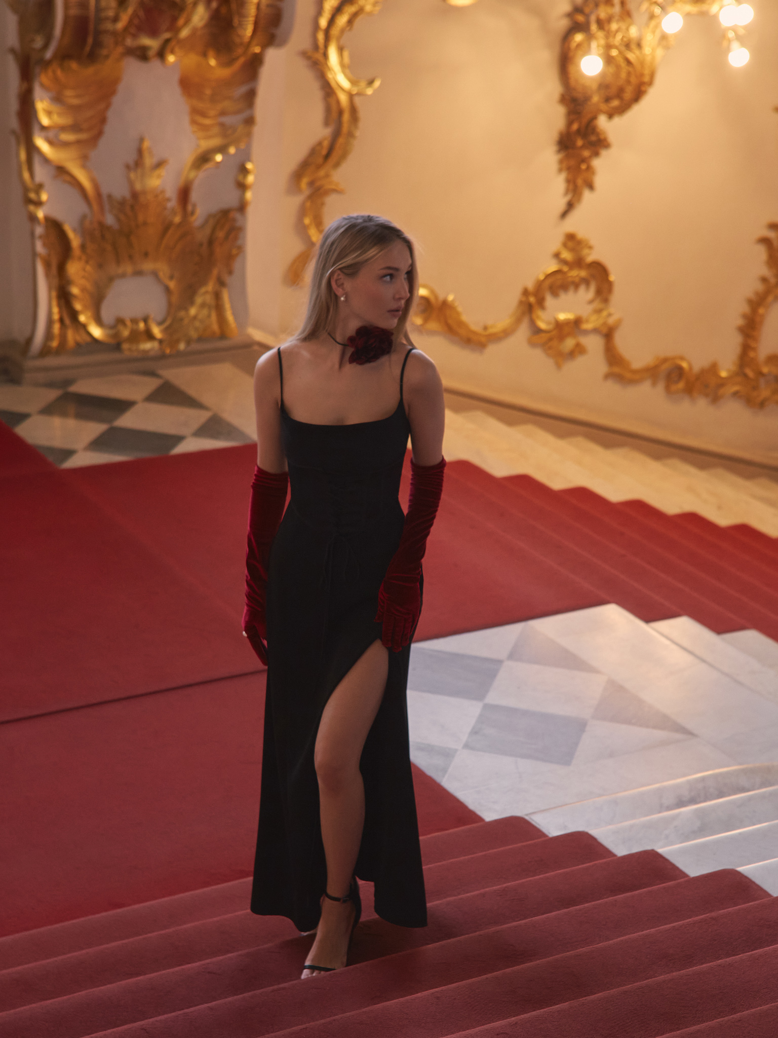 Strappy maxi dress with corset waistband