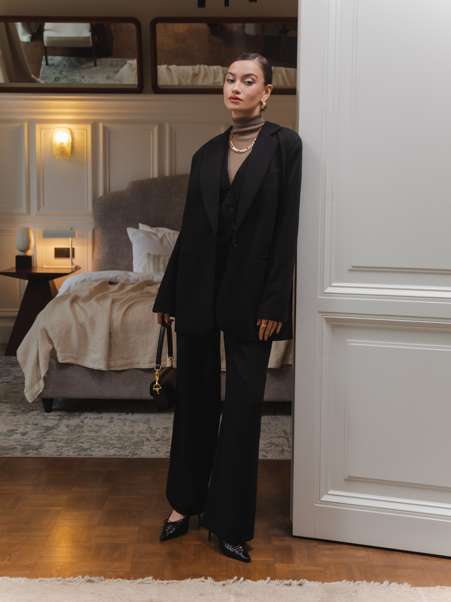 Single-breasted oversize jacket in suiting fabric