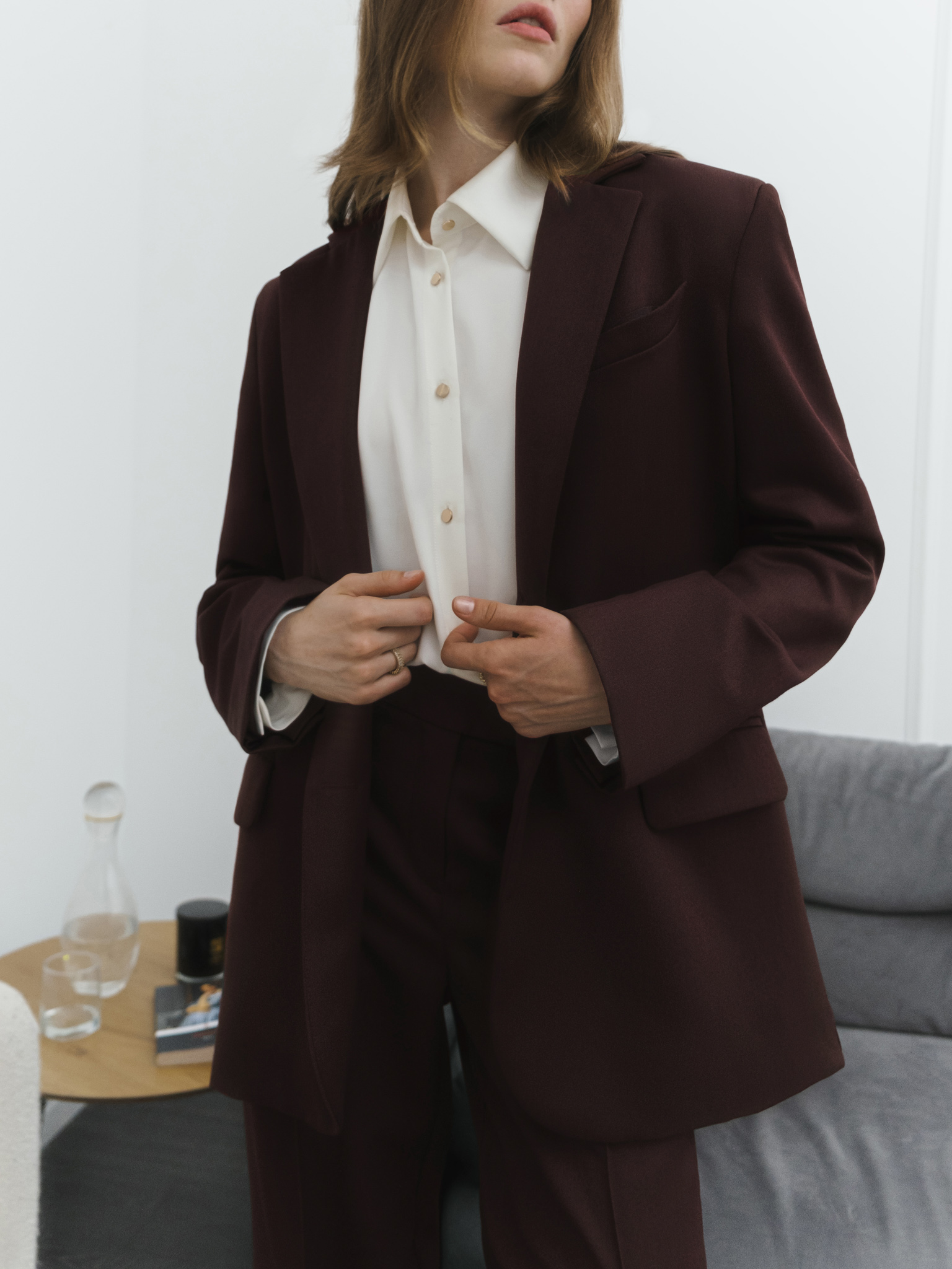 Asymmetrische einreihige Jacke