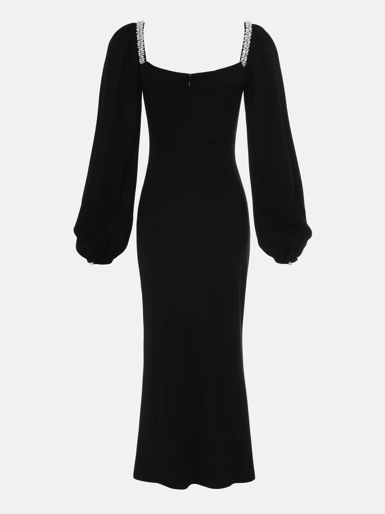 Midi dress with pearl decor on the bodice