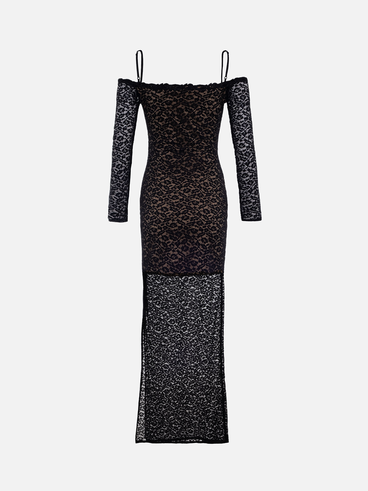 Lace maxi dress with thin straps