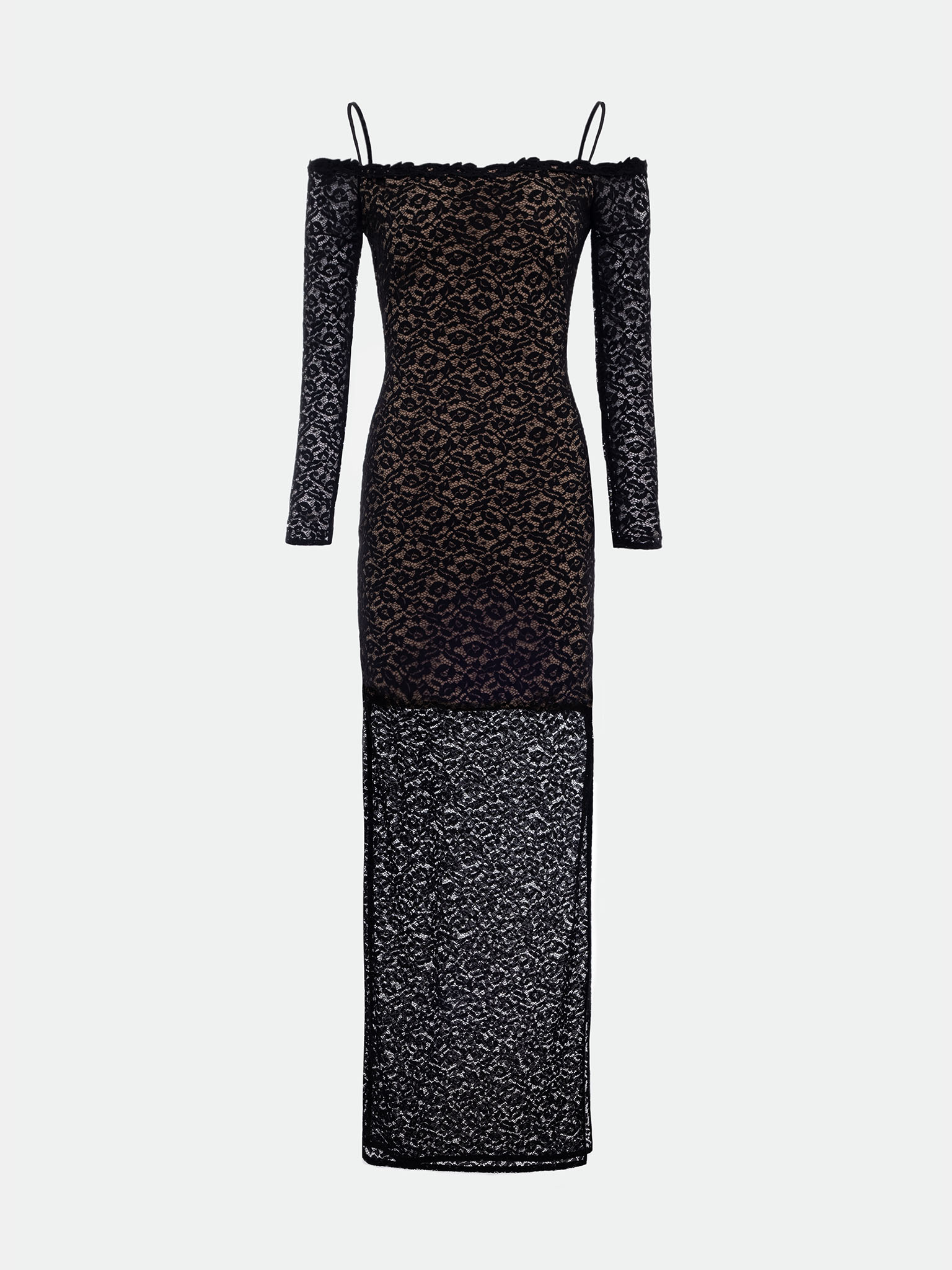 Lace maxi dress with thin straps