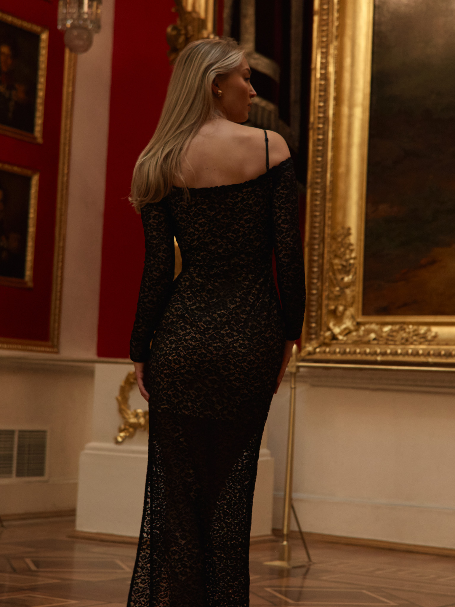 Lace maxi dress with thin straps