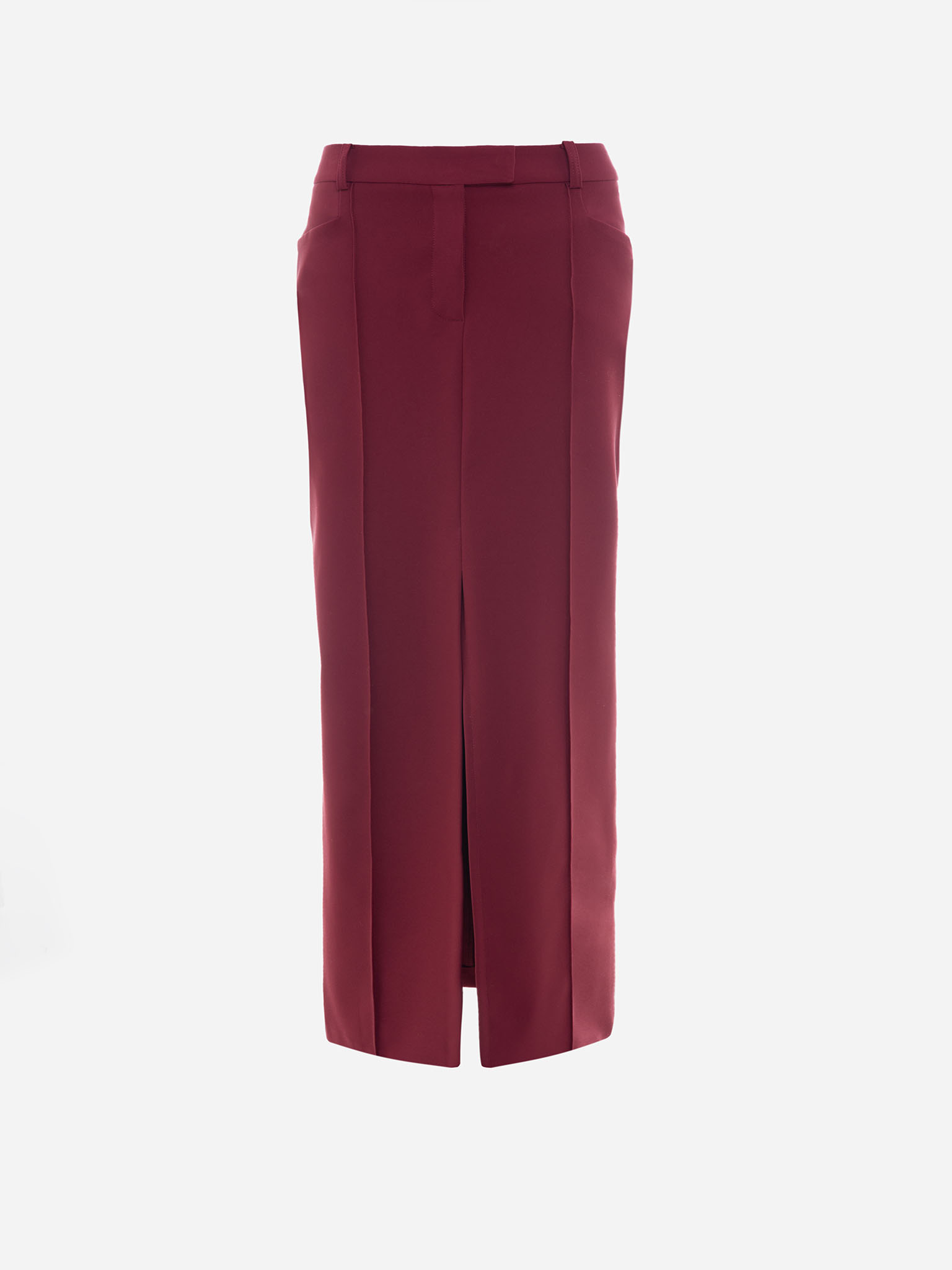 Maxi skirt with a front slit from suiting fabric