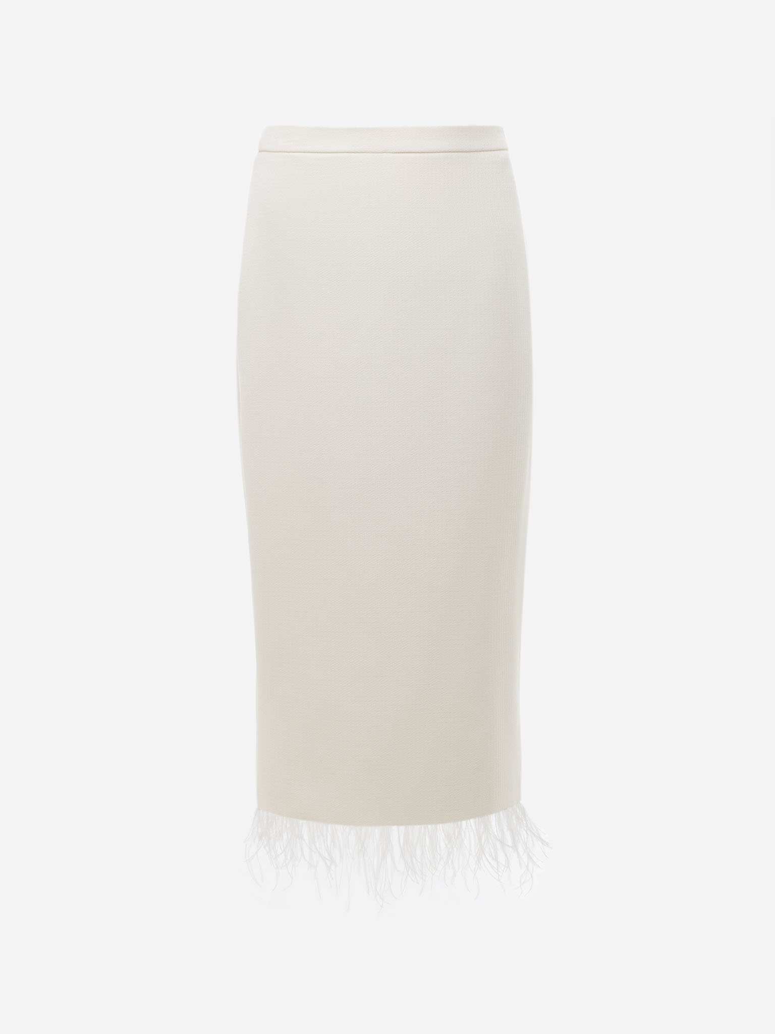 Straight midi skirt with feathers