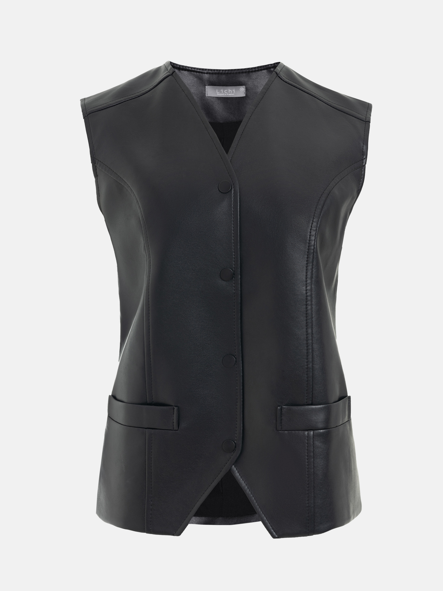 Matte eco-leather straight waistcoat
