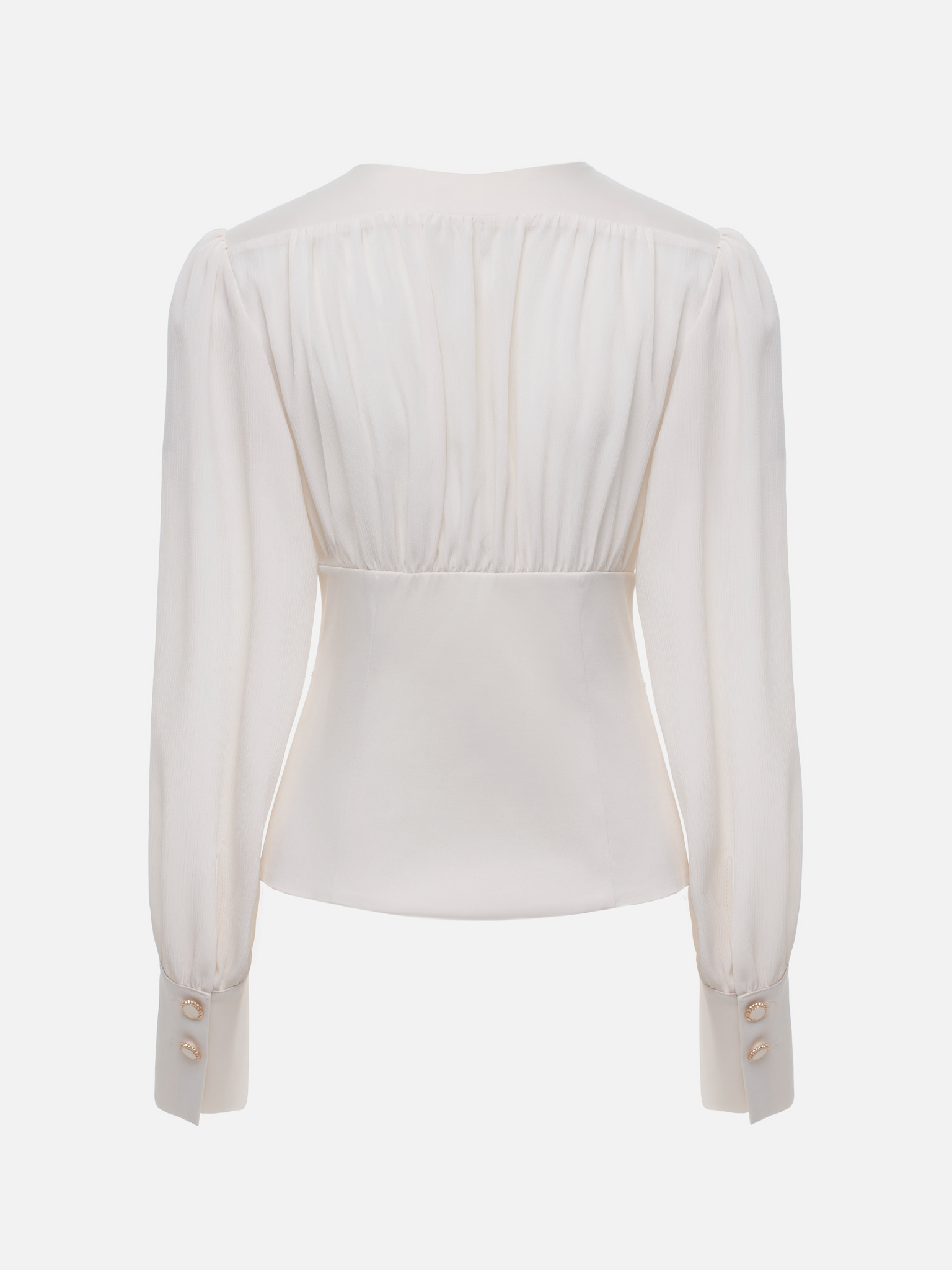 Blouse with a waistband and large button fastening