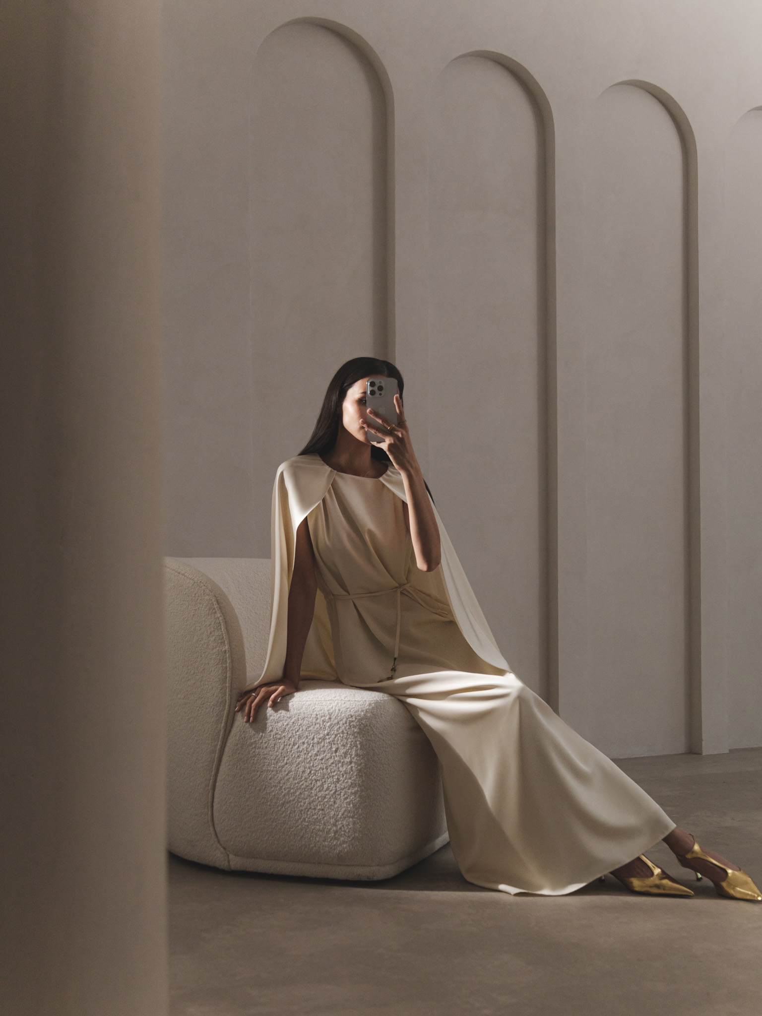 Maxi dress with matching cape