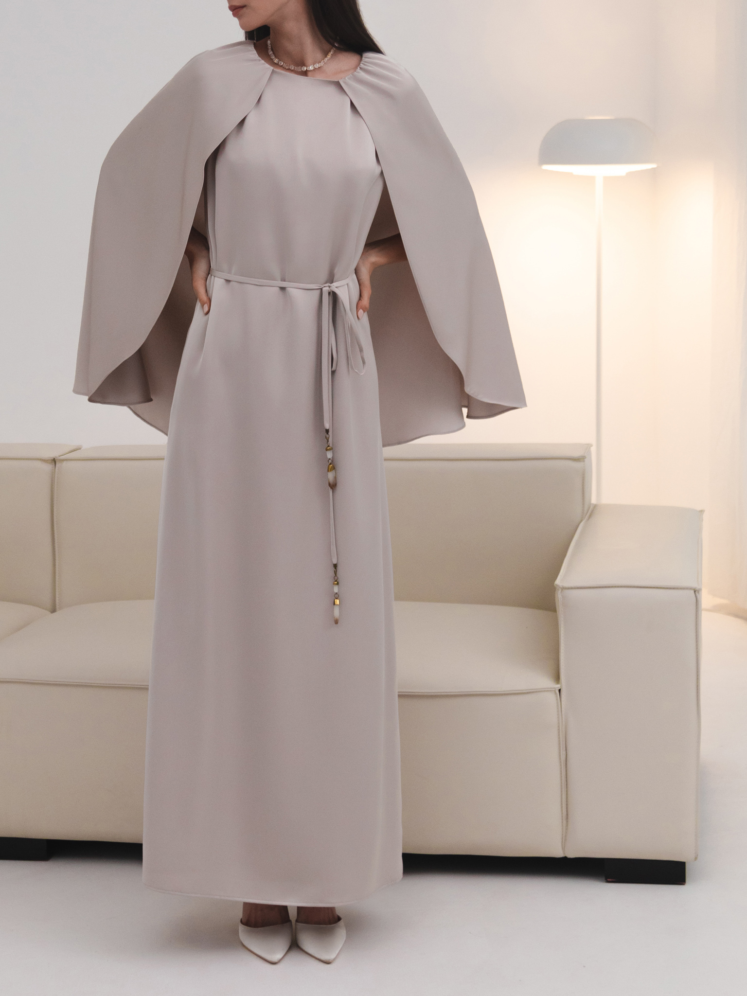 Maxi dress with matching cape