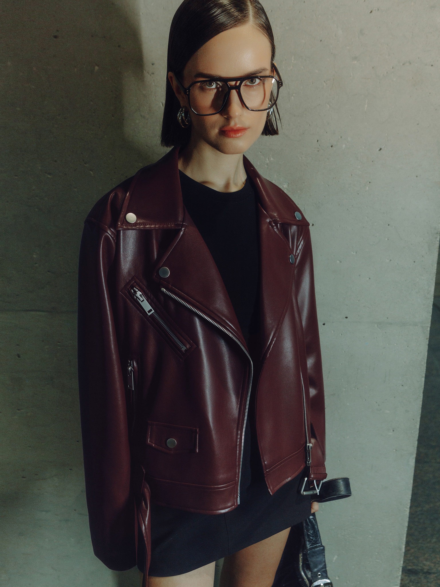 Oversize jacket from eco-leather