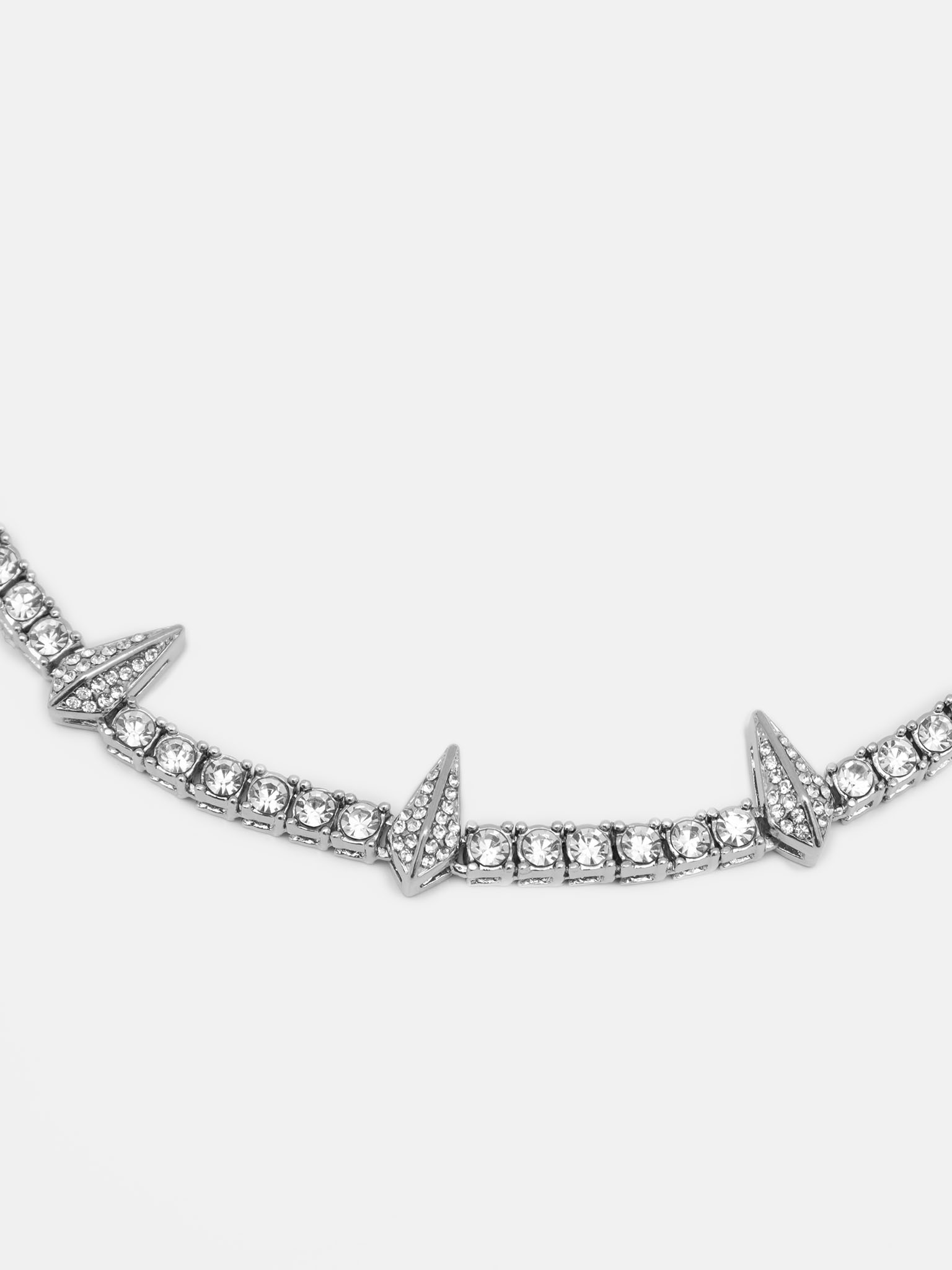 Silver rhinestone necklace with studs