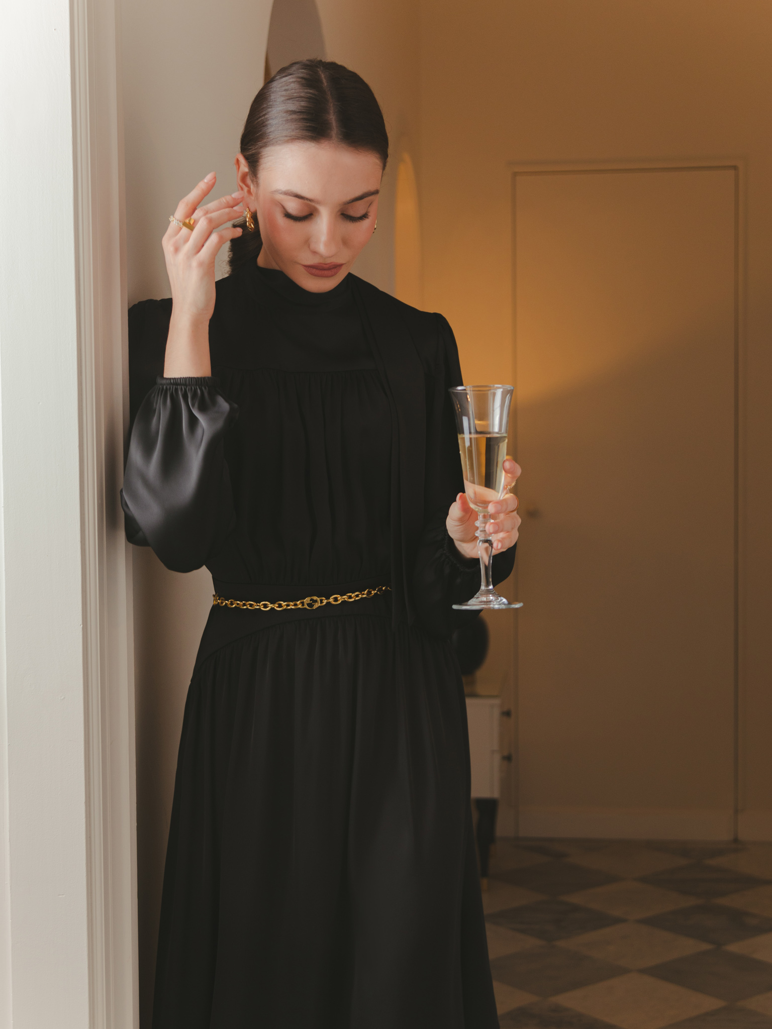 Maxi dress with small gathers