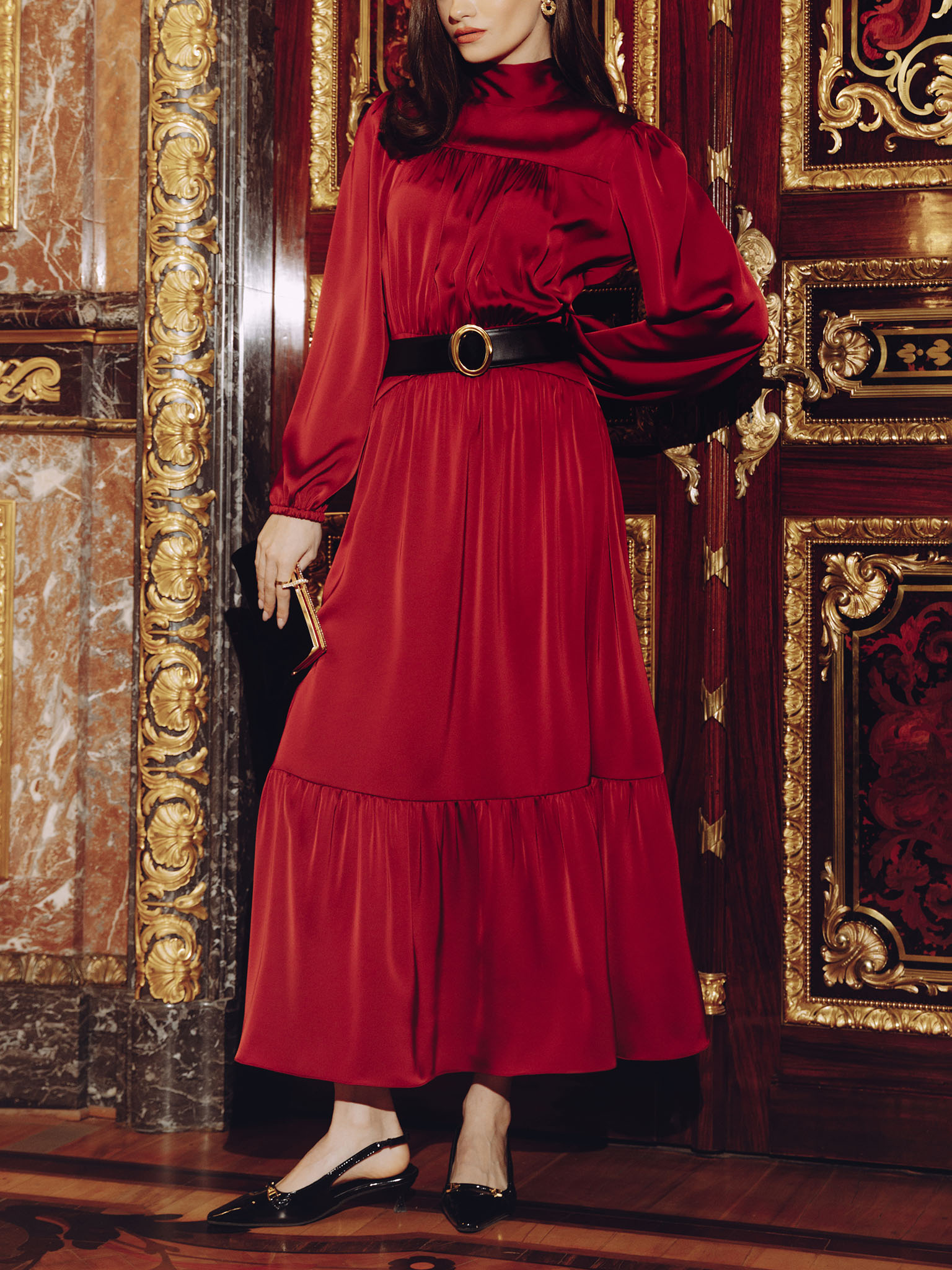 Maxi dress with small gathers